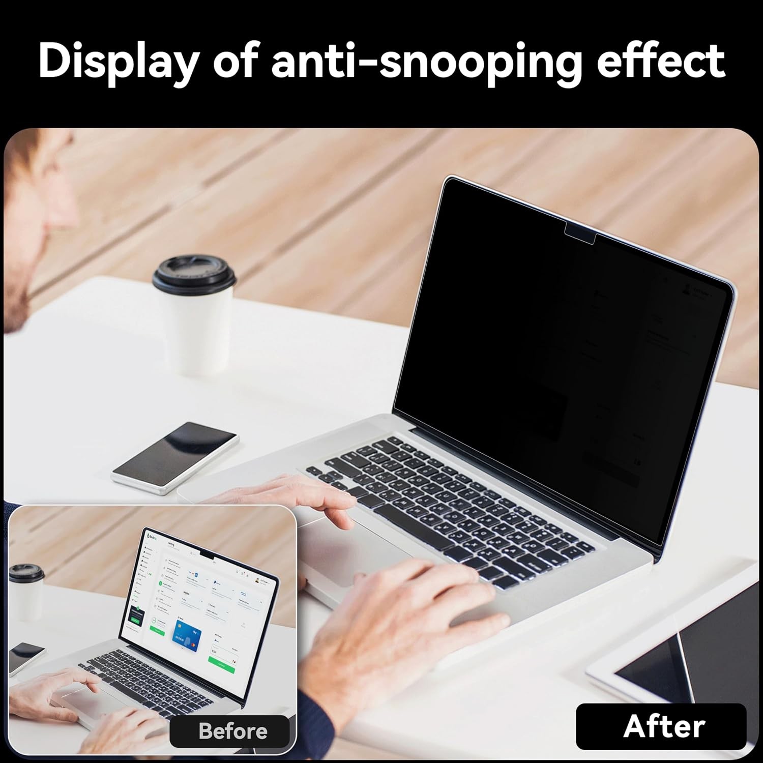 360° Privacy Matte Anti Glare Screen Protector for Macbook Air 13.6 Inch