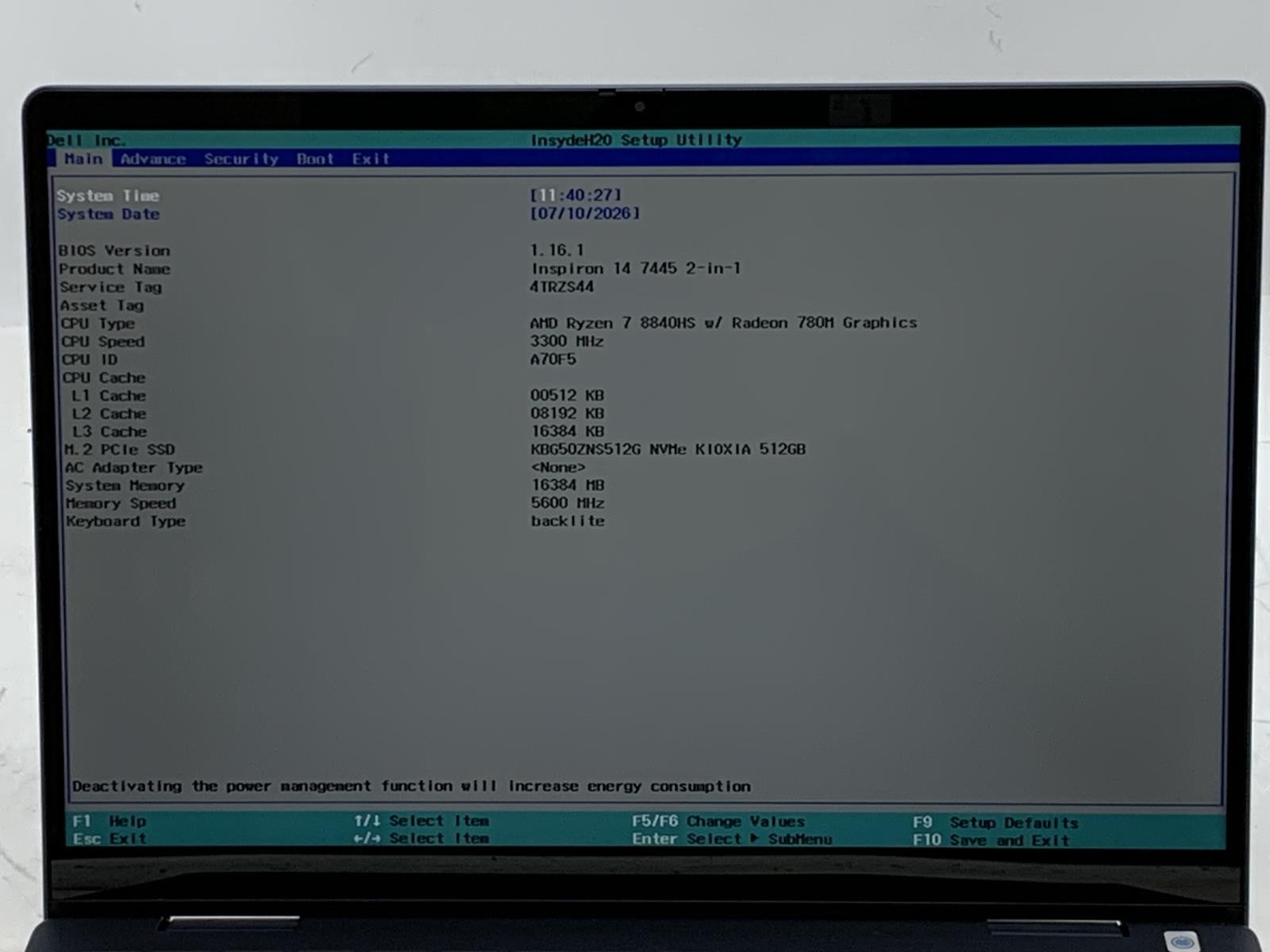Dell Inspiron 14 7440 2-in-1 AMD Ryzen 7 8840HS 512GB SSD 16GB DDR5 W11P