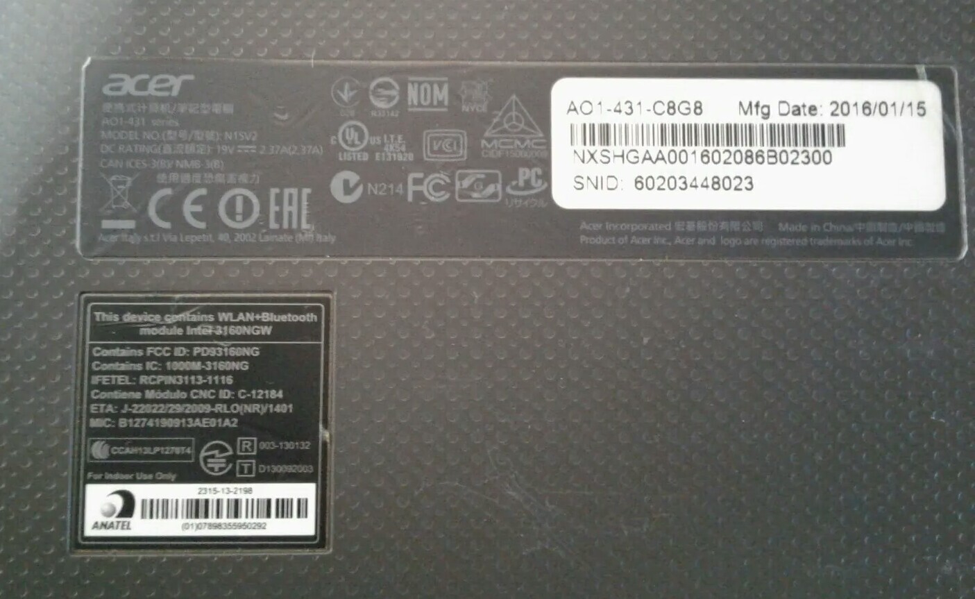 2x Acer Aspire One Cloudbook 14″ AO1-431-C8G8 Celeron N30X0 2GB DDR3L 32GB eMMC
