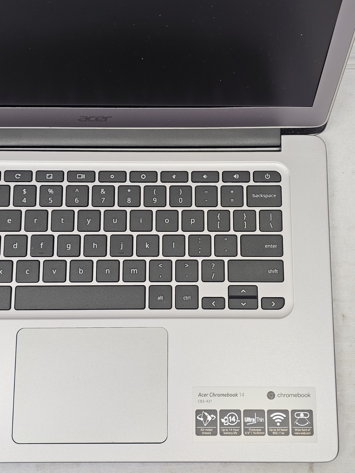 Acer Chromebook 14 CB3-431 Laptop – Intel Atom X5-E8000 – 4GB RAM – NO BATT-READ