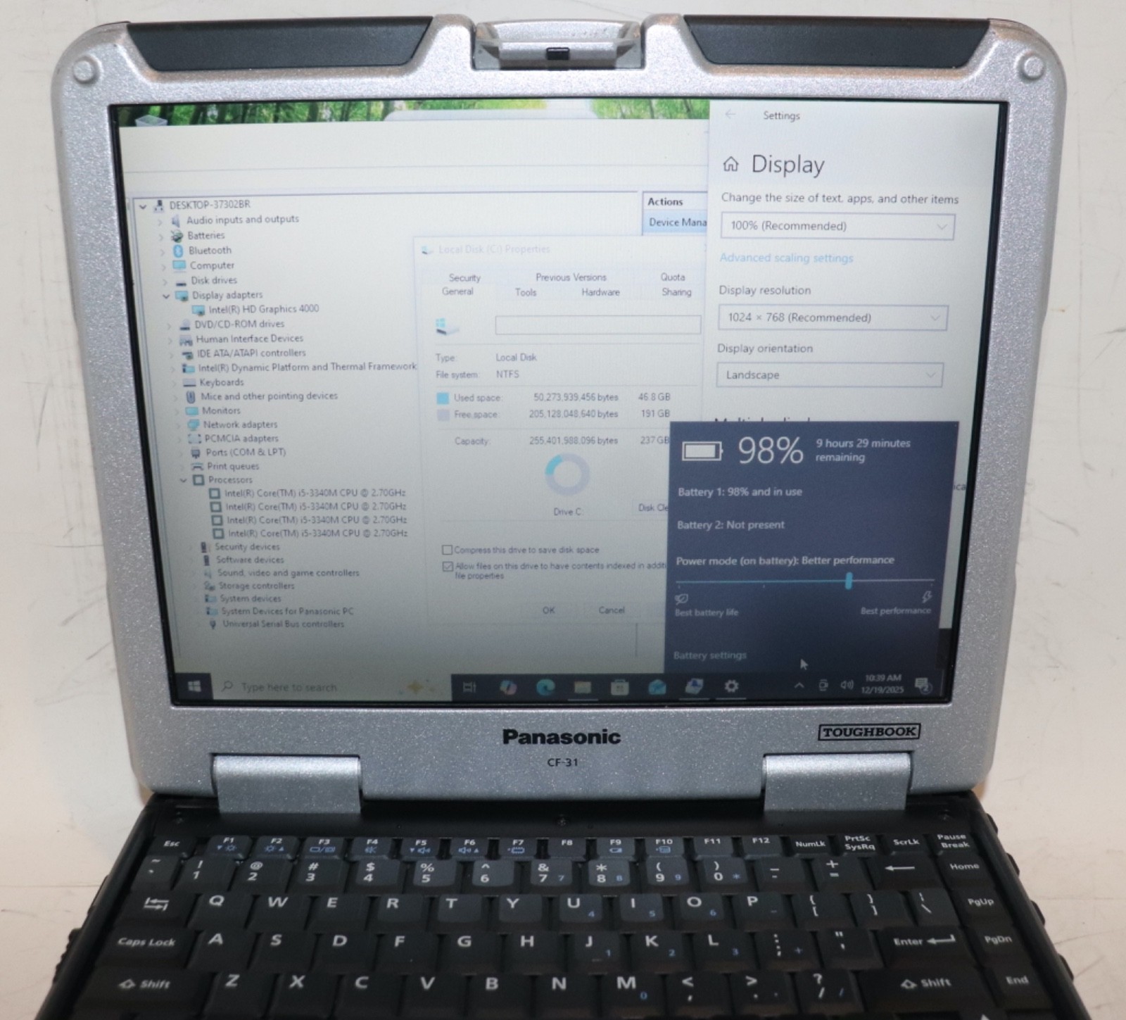 Panasonic ToughBook CF-31|Core i5@2.70 GHz|12GB RAM|256GBSSD|WIN10||Touch|WiFi
