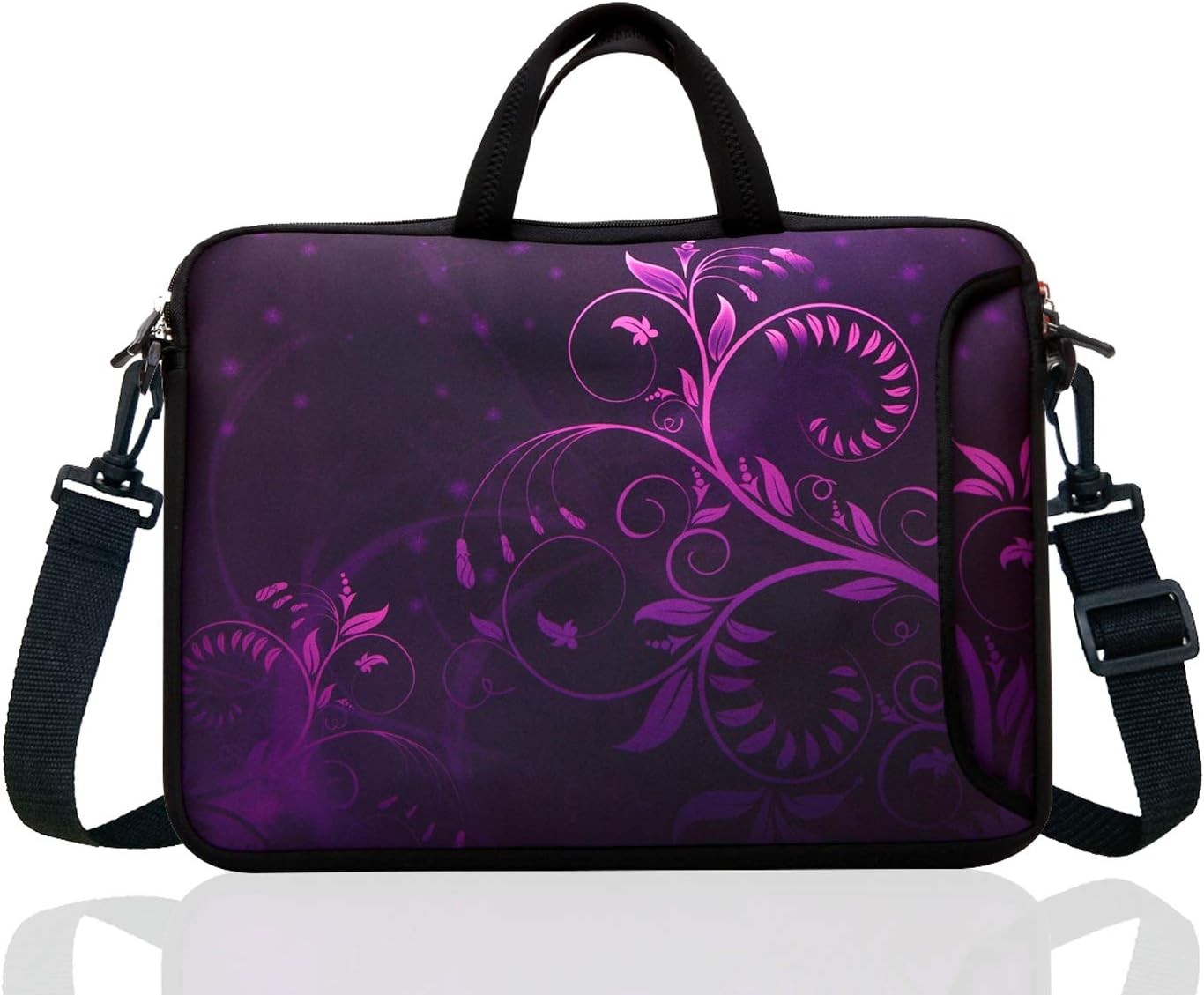 Purple Butterfly Neoprene Messenger Bag Sleeve for 17 to 17.3-Inch Acer Laptops
