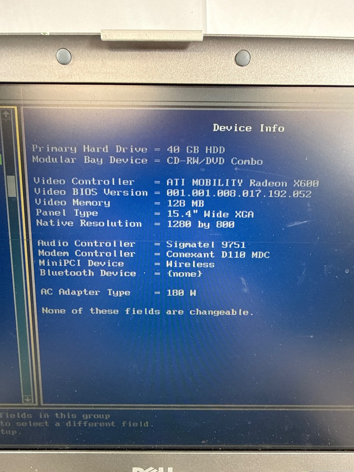 Dell Latitude D810 Win XP 2.1GHz 1 GB 40GB HDD 15.4″ FOR PARTS/REPAIR