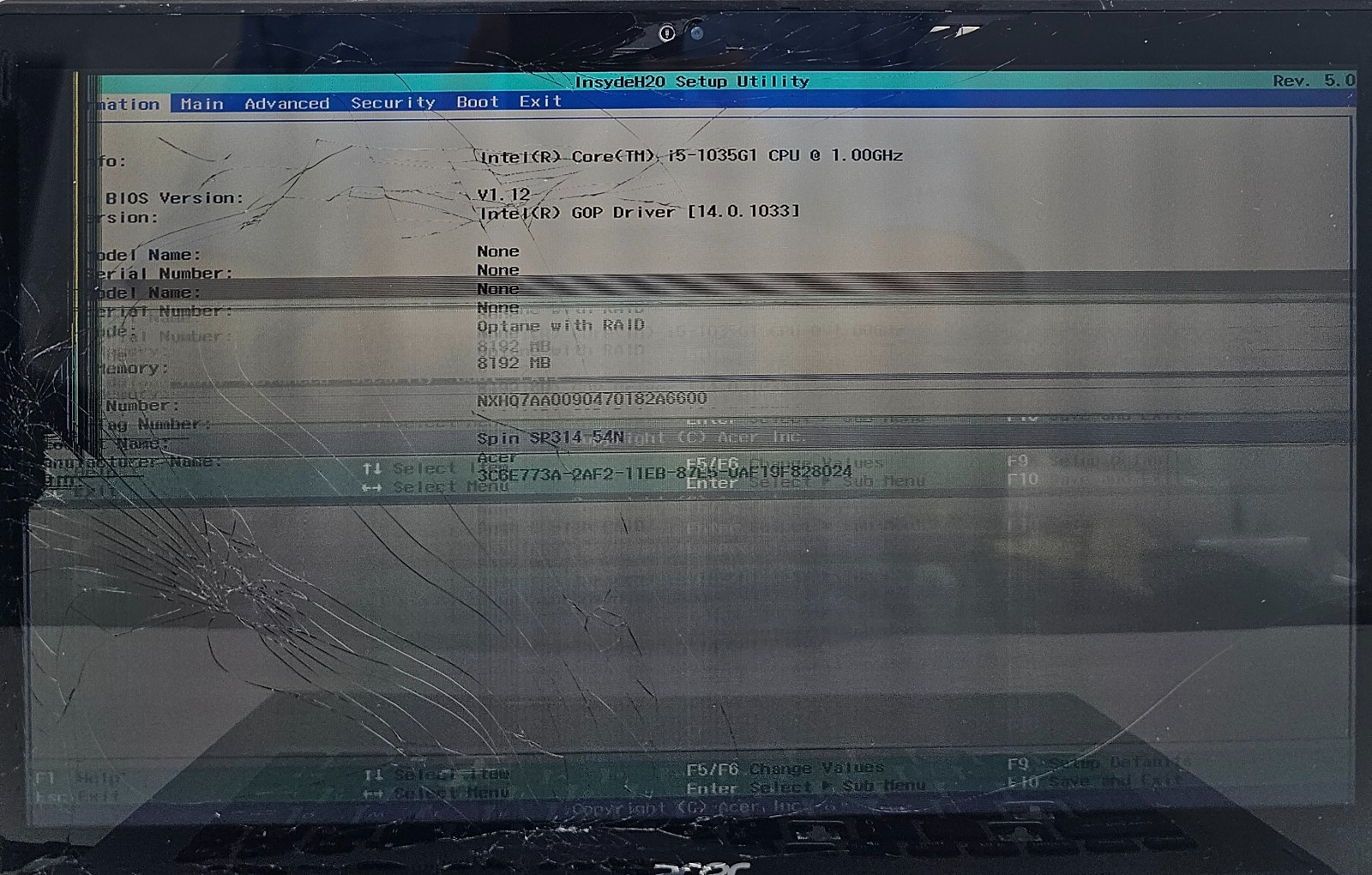 Acer Spin 3 SP314-54N-58Q7 14″ Laptop Intel Core i5-1035G1 8GB Ram NO HD/OS (FL)