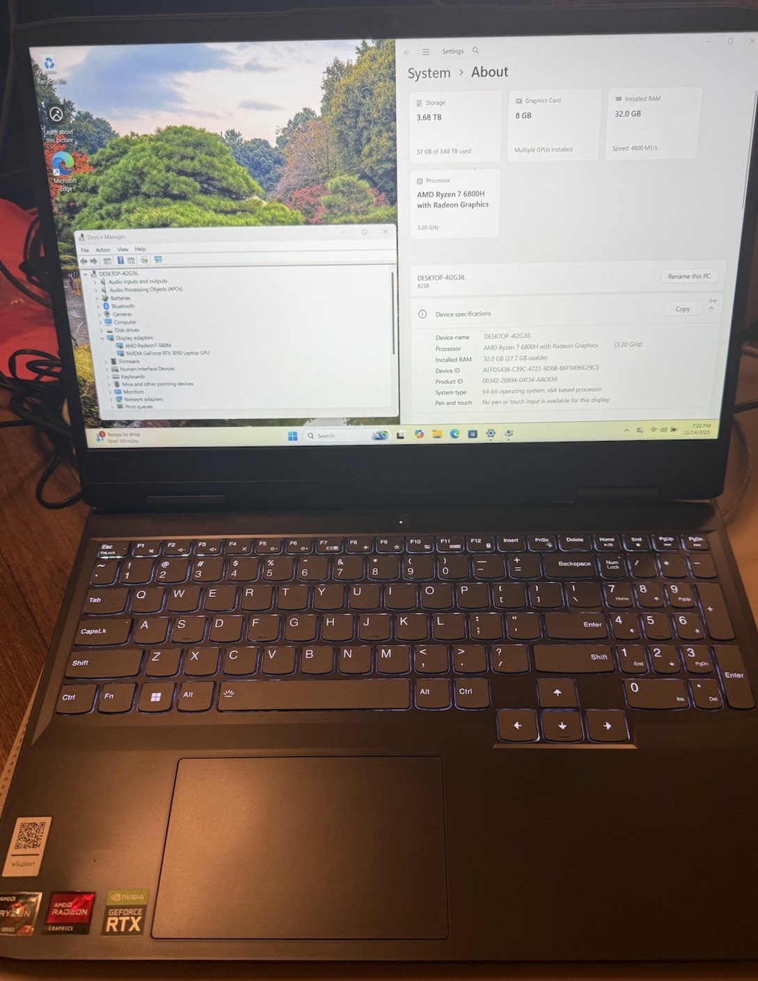 Lenovo IdeaPad Gaming 3 15ARH7 15.6″ 4TB SSD, Ryzen 7 6800H 32gb DDR5 RTX 3050