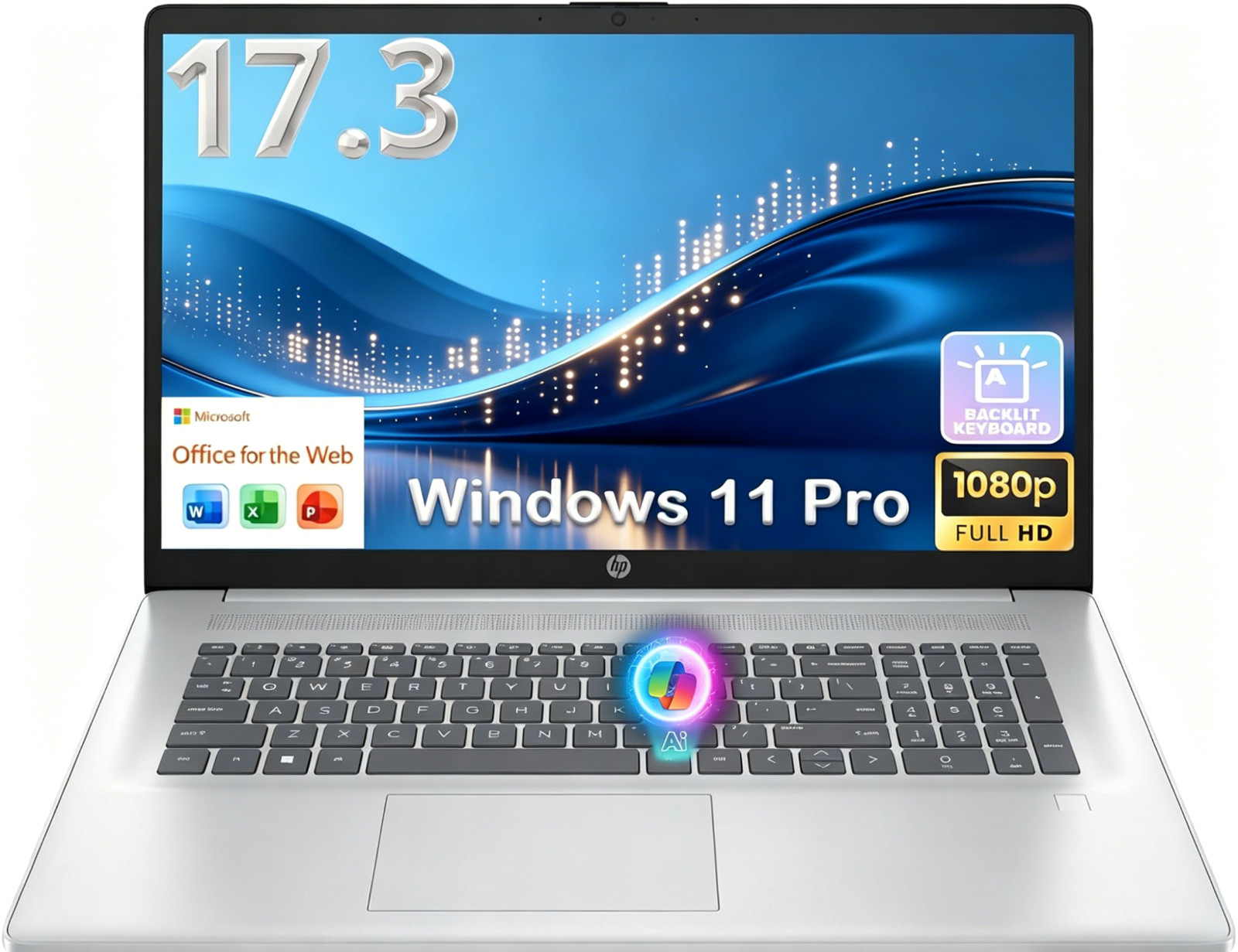 HP 17.3″ Laptop, Intel 10-Core i5-1334U, Up to 64GB RAM 2TB SSD, Win11Pro Silver