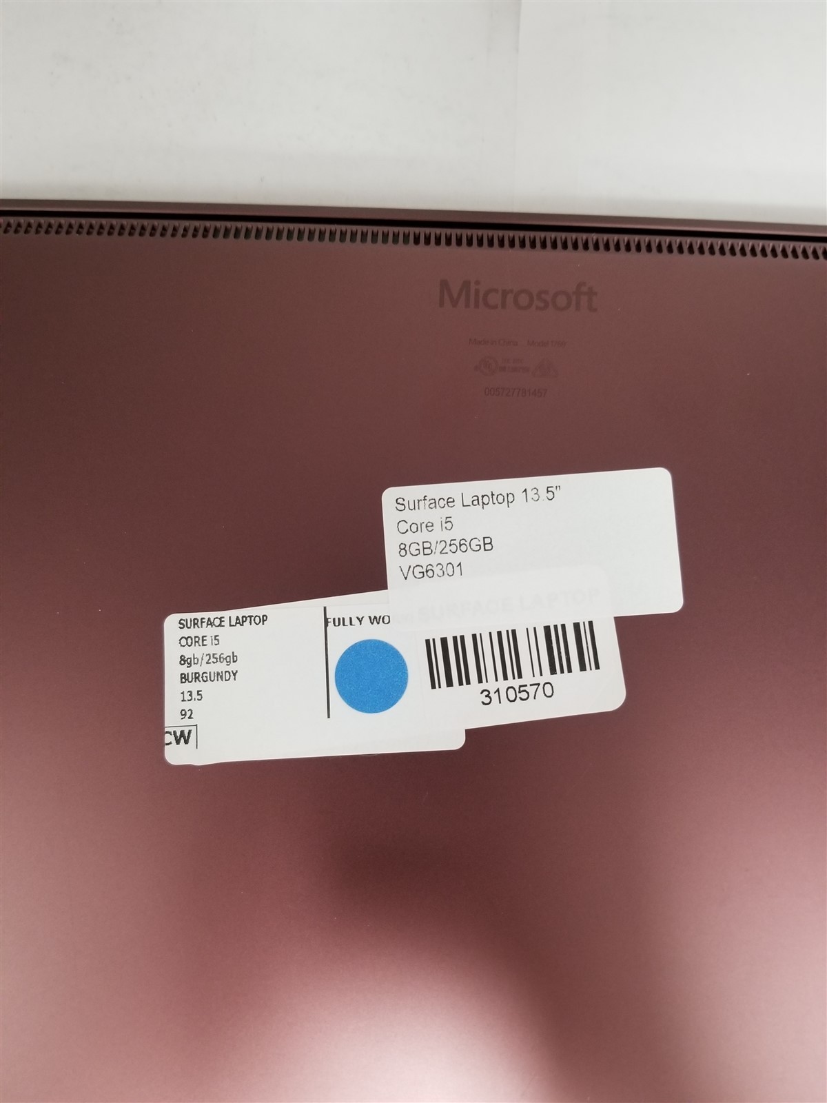 Microsoft Surface Laptop Core i5 13.5″ 8GB/256GB Burgundy Fully Working VG6301