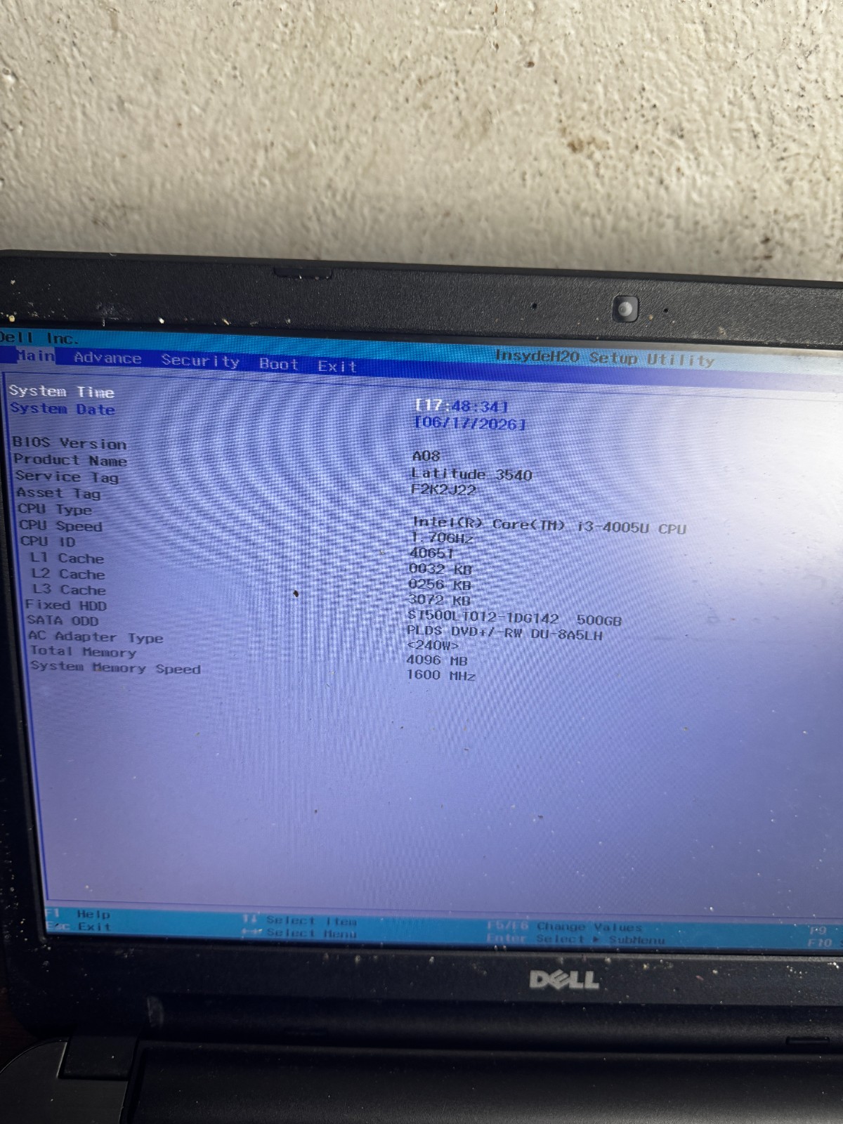 Dell Latitude 3540 Intel Core i3-4005U, 4GB RAM, Laptop For Repair #6396
