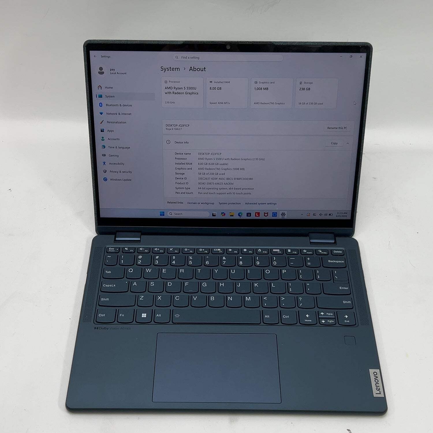 Lenovo Yoga 6 Ryzen 5 5500U 8GB RAM 250GB