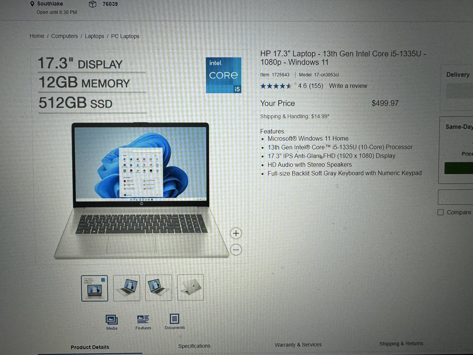 HP 17.3″ Laptop – 13th Gen Intel Core i5-1335U – 1080p – Windows 11