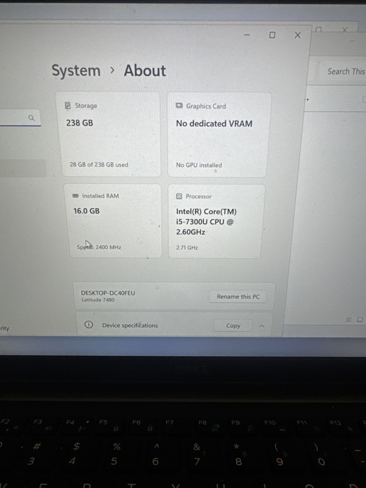 Dell Latitude 7480 i5 7th Gen 16GB RAM 256GB SSD BAD LCD but Works Great See Pic