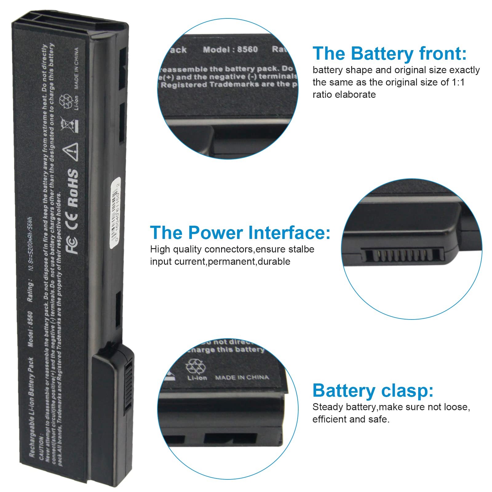 Futurebatt Laptop Battery for HP EliteBook 8460P 8460W 8470P 8560P 8570P; HP Pro