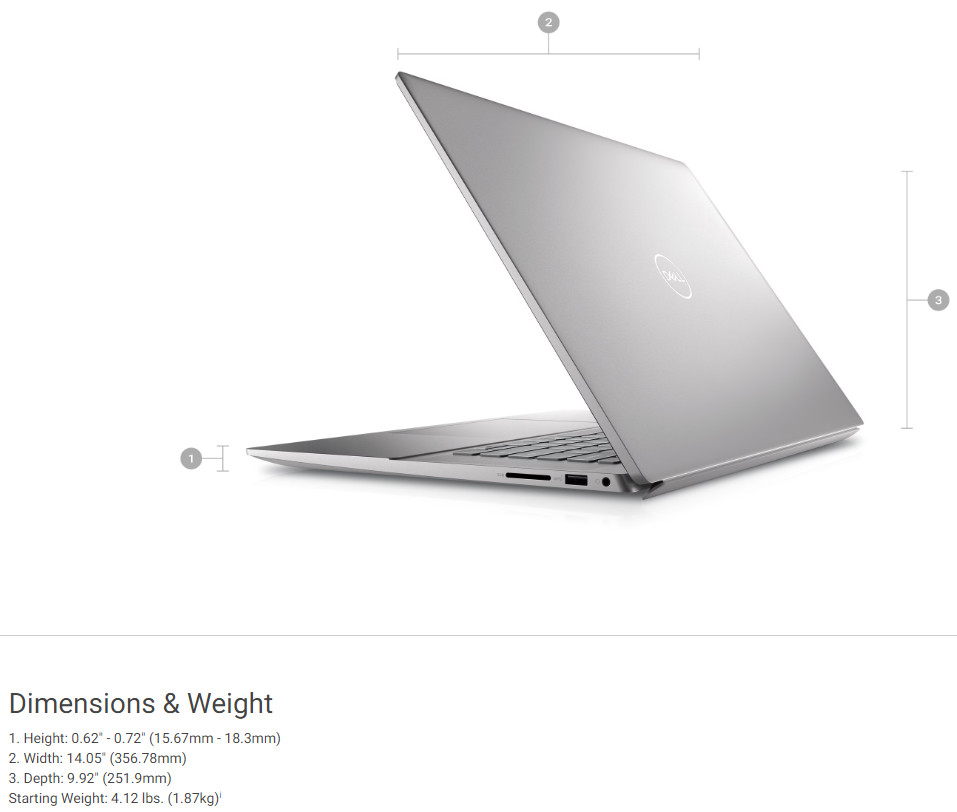 Dell Inspiron 16 Laptop- 16 inch Intel® Core™ i7-1255U 16 GB RAM 512 GB SSD