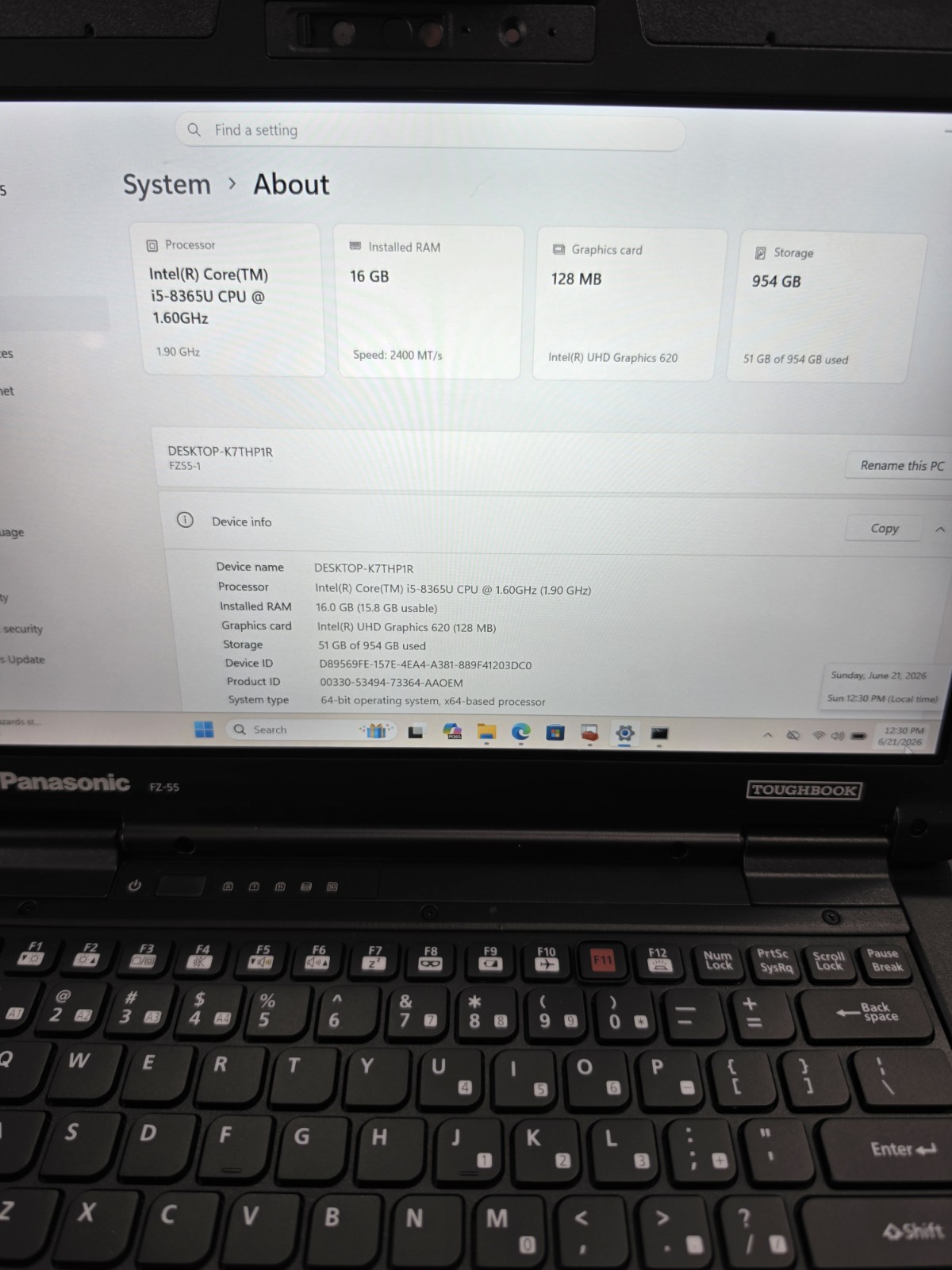 Panasonic Toughbook FZ-55 i5-8365U 16GB RAM 1TB S GPS 70 HOURS 16GB RAM 1TB SSD