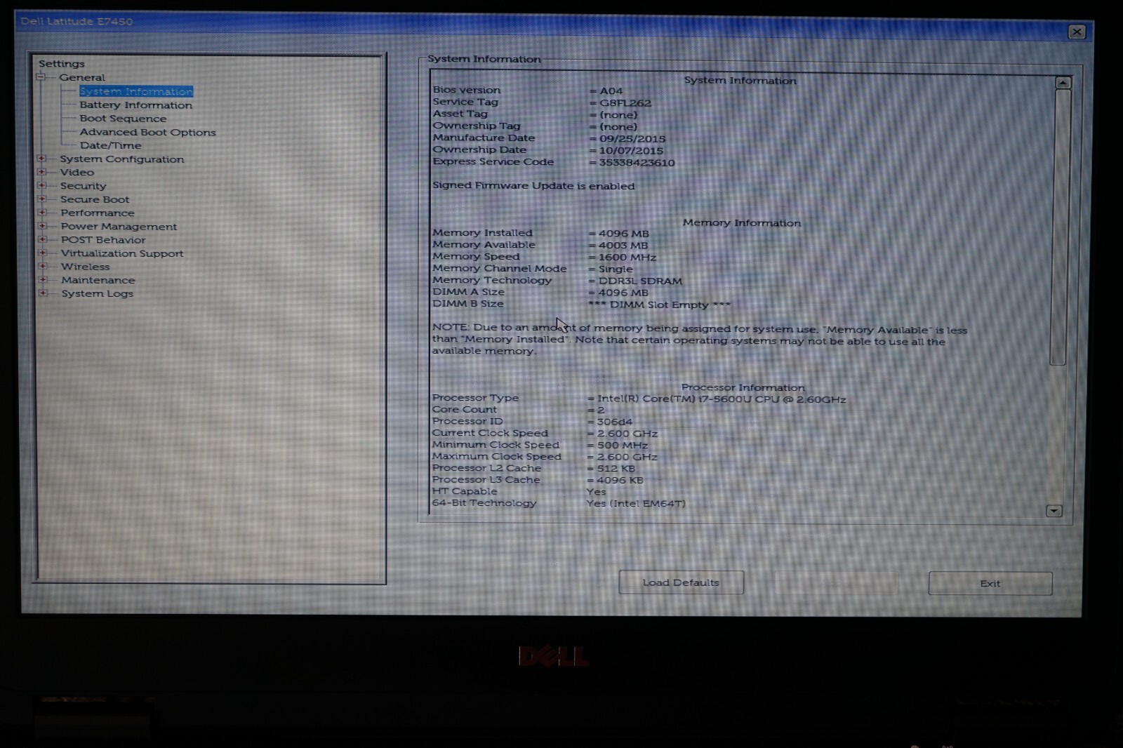 ^ Dell Latitude E7450 14″ Intel i7-5600U @ 2.60GHz 4GB Ram No HD #C1665
