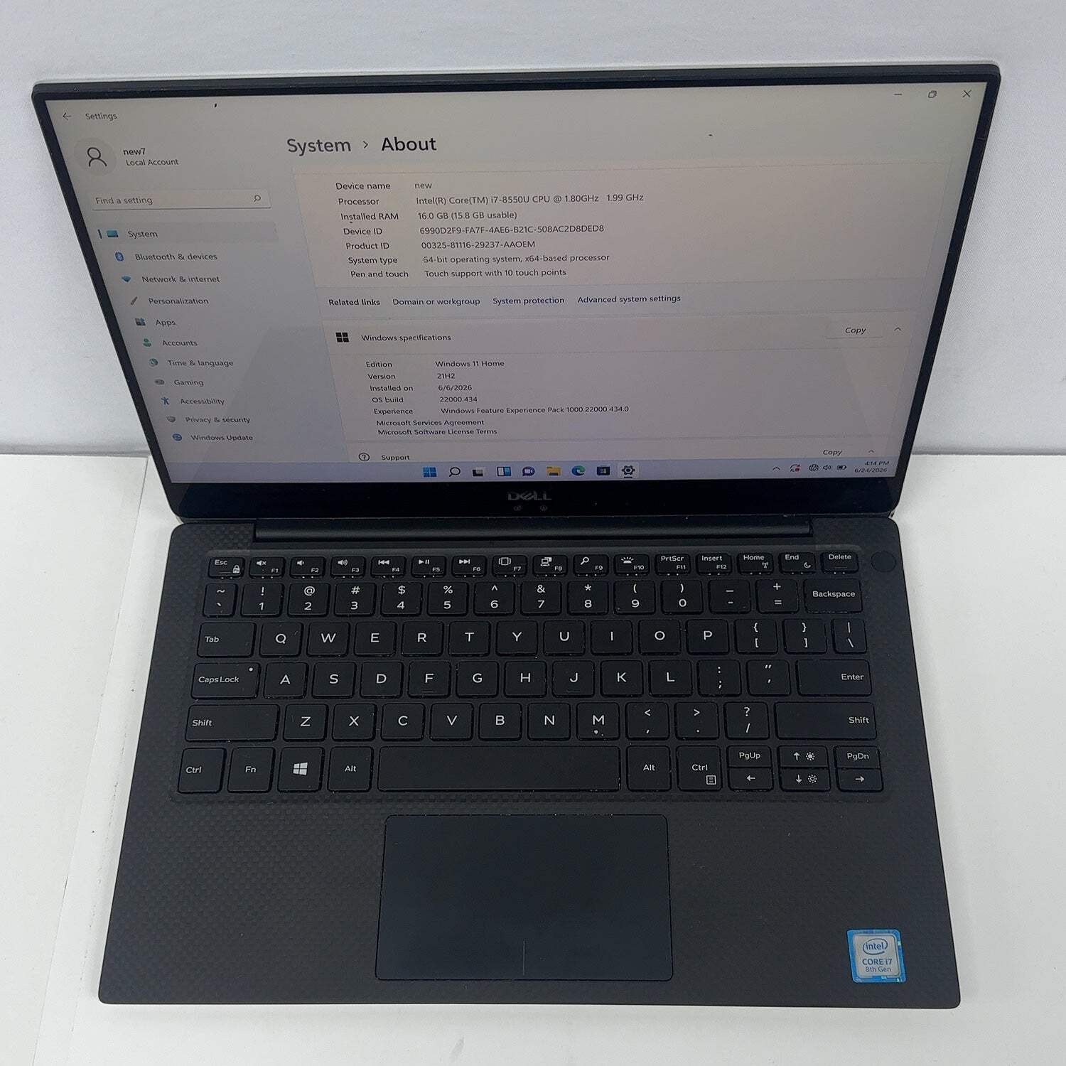 Dell XPS 9370 13.3″ i7-8550U 1.8GHz 16GB RAM 512GB SSD