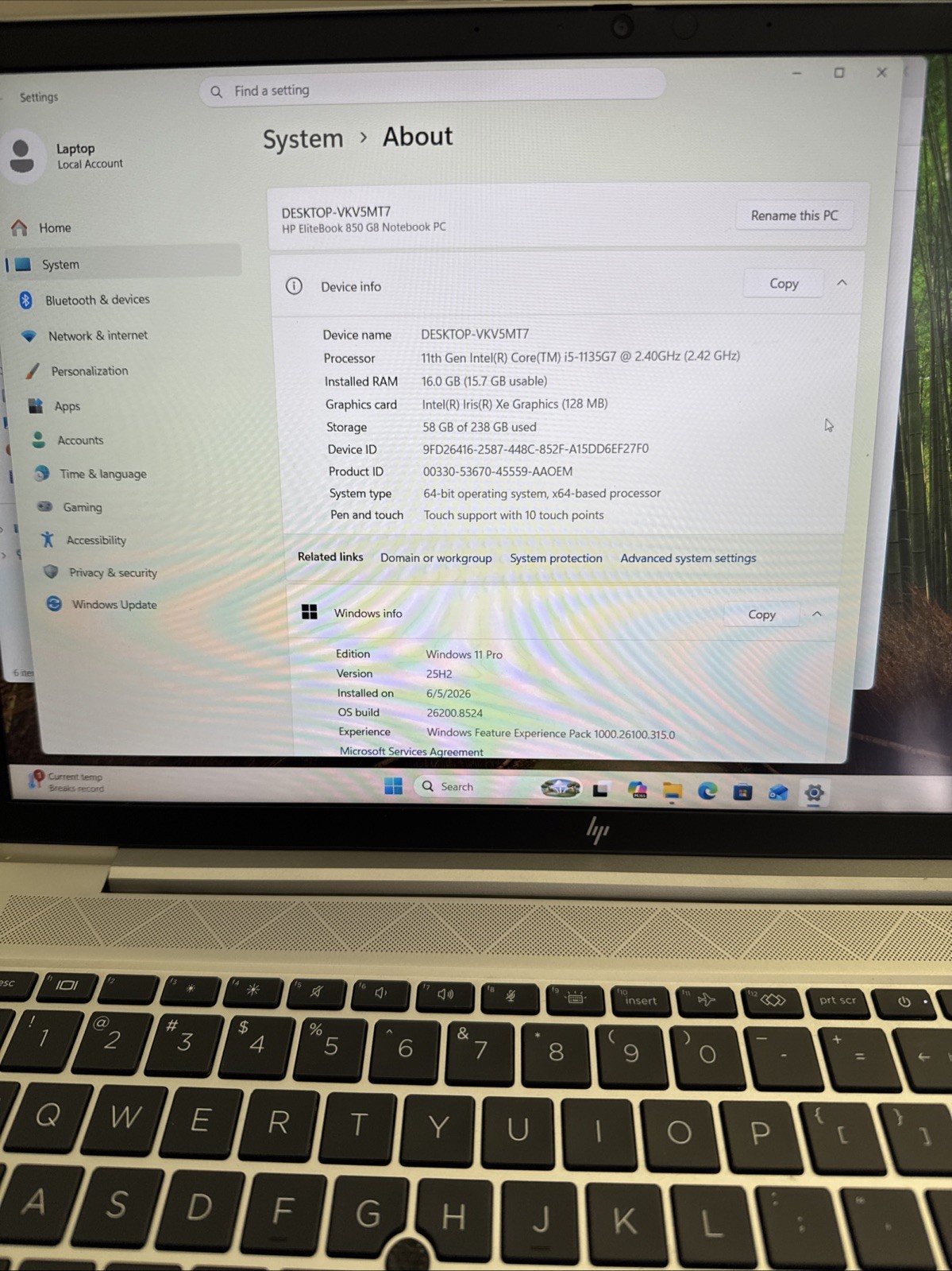 HP EliteBook 850 G8 15.6” FHD Laptop Intel i5 16GB RAM 256GB SSD Windows 11 READ