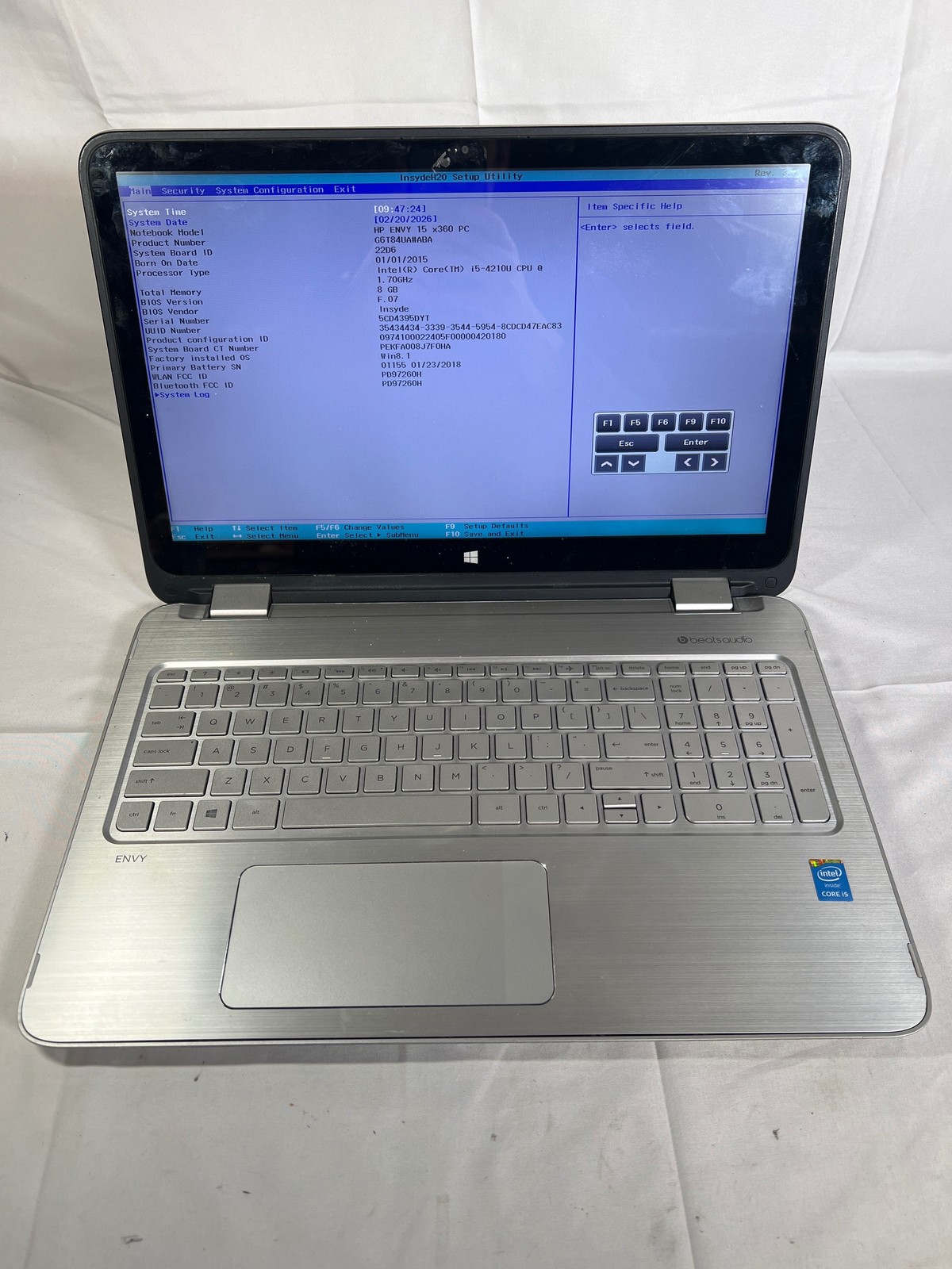 HP Envy 15 x360 Convertible 15.6″ Intel i5-4210U 1.7GHz 8GB No Drive FOR PARTS