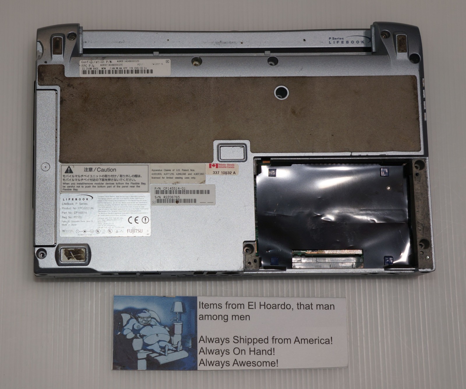 Fujitsu LifeBook P Series fpc02011al cp145514 Laptop PARTS AS IS NO AC