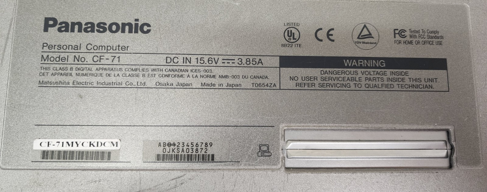 Panasonic Toughbook CF-71 Laptop PC Intel Pentium III NO HDD AS IS READ #H