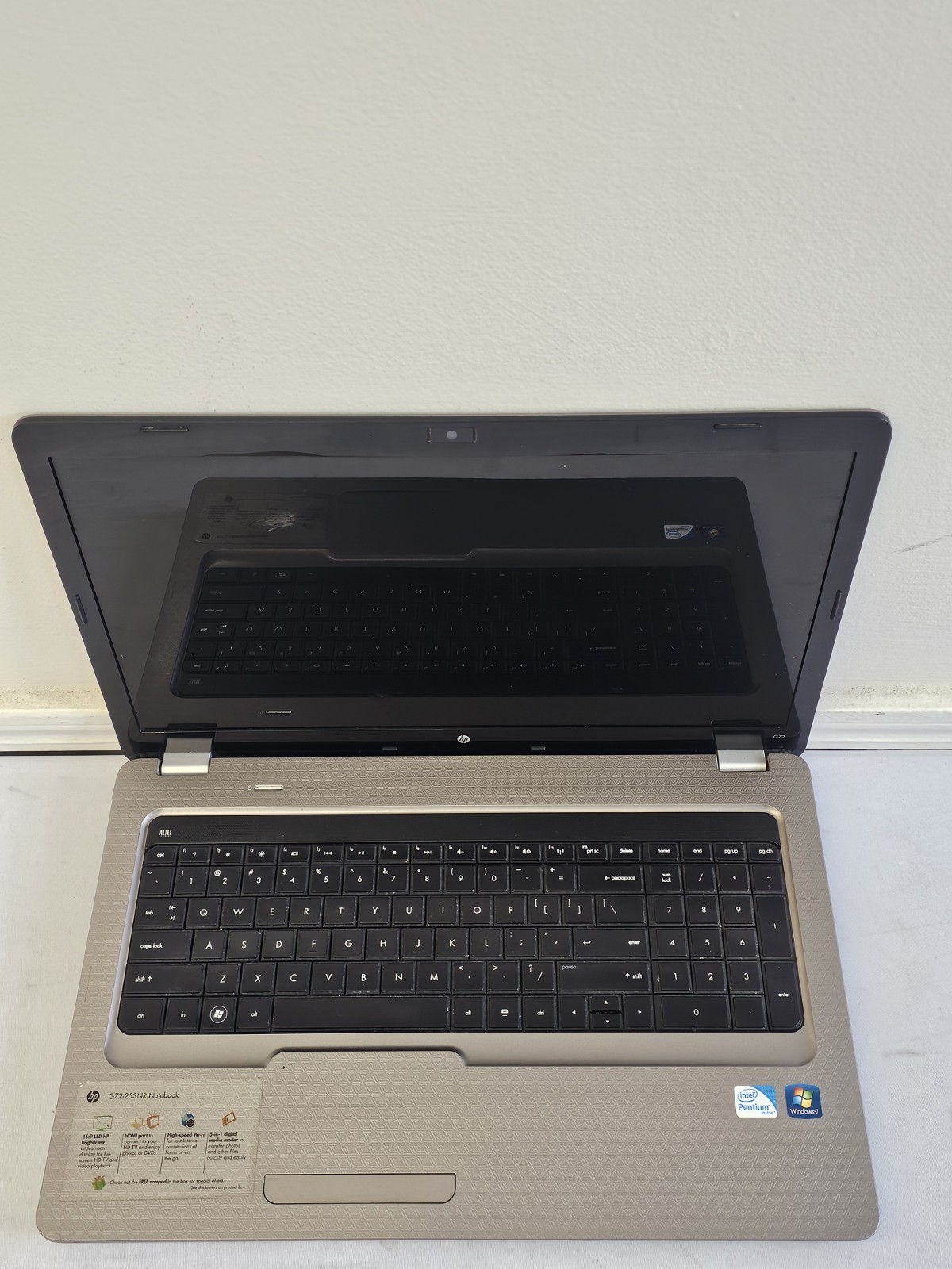HP G72-253NR Laptop – Intel Pentium P6000 – 1GB RAM BAD BATT Parts/Repair READ