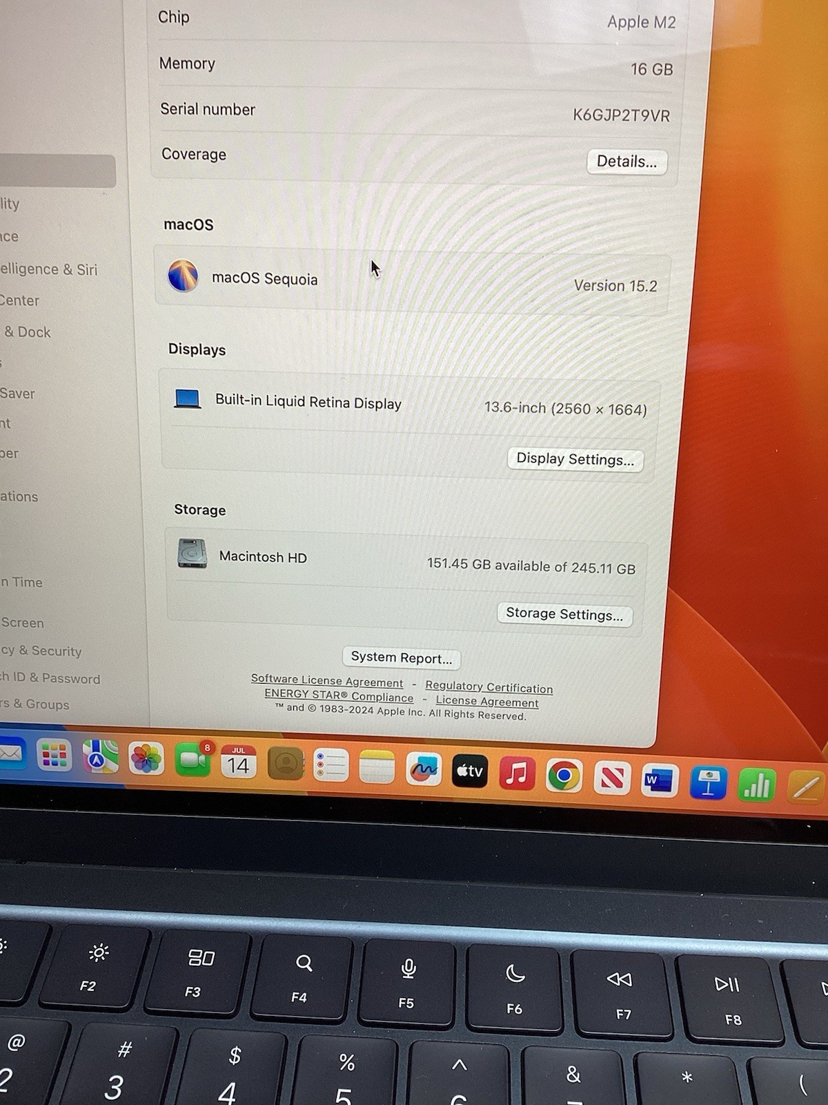 Apple Macbook Air 13.6″M2 Midnight 256GB SSD 16GB,100% battery, MC7X4LL/A, A2681