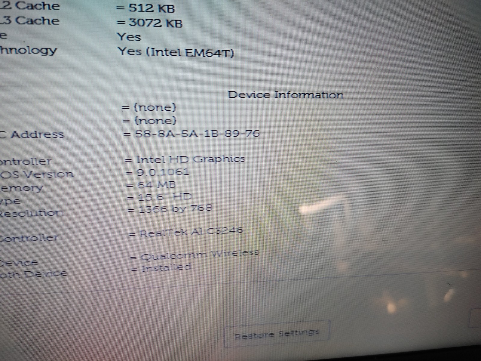 DELL INSPIRON 15 3567 CORE i3-7100U @ 2.4 GHz, NO RAM ,NO HD , FOR PARTS ONLY