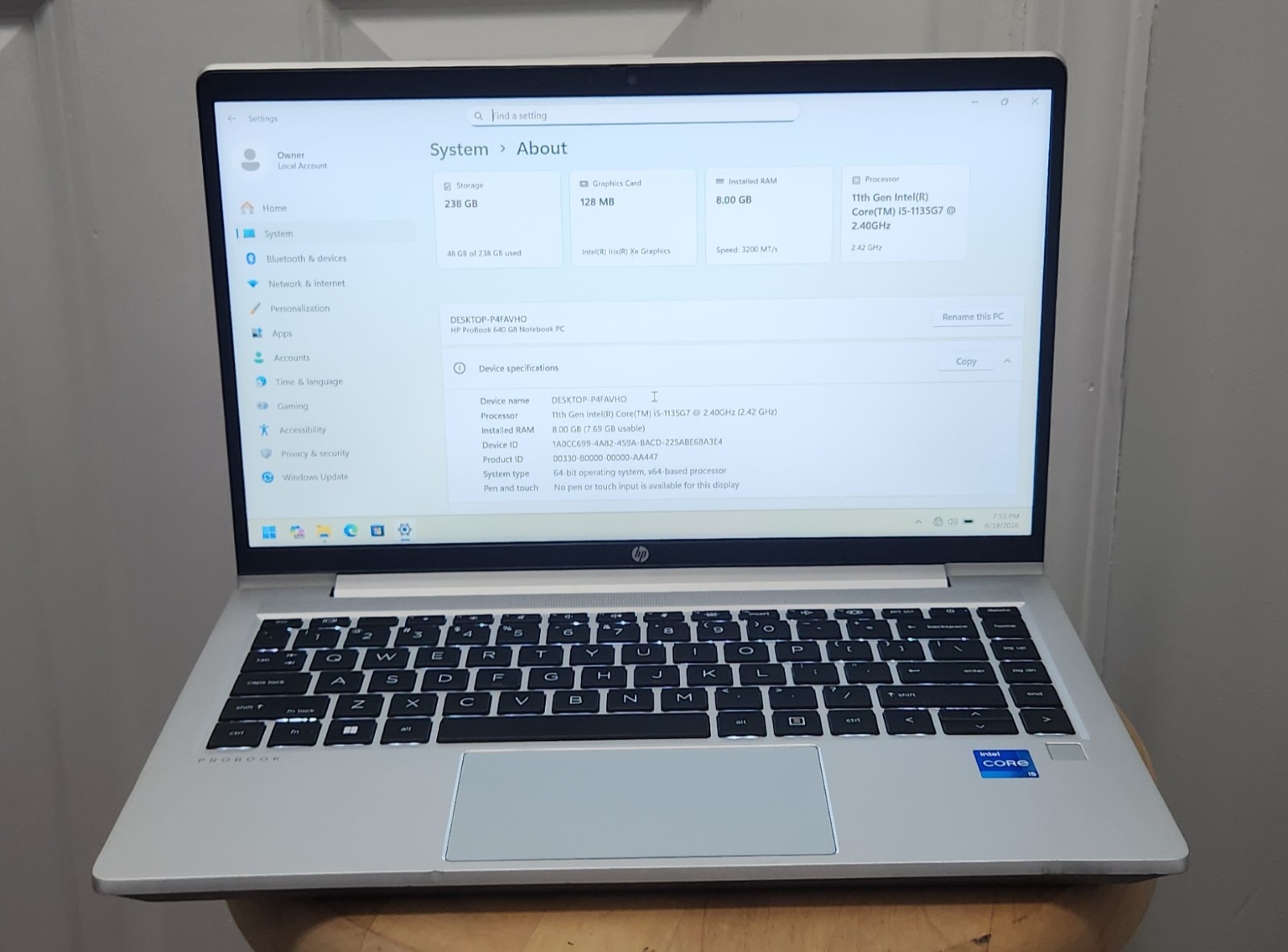 HP Probook 640 G8 14″ FHD Laptop Intel i5-1135G7 2.4GHz 8GB RAM 256GB SSD w/AC