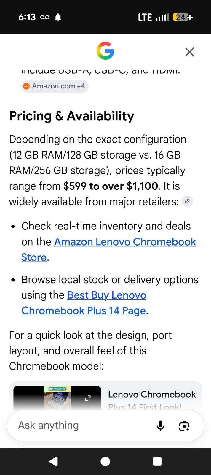 Chromebook Plus 14 inch touchscreen laptop