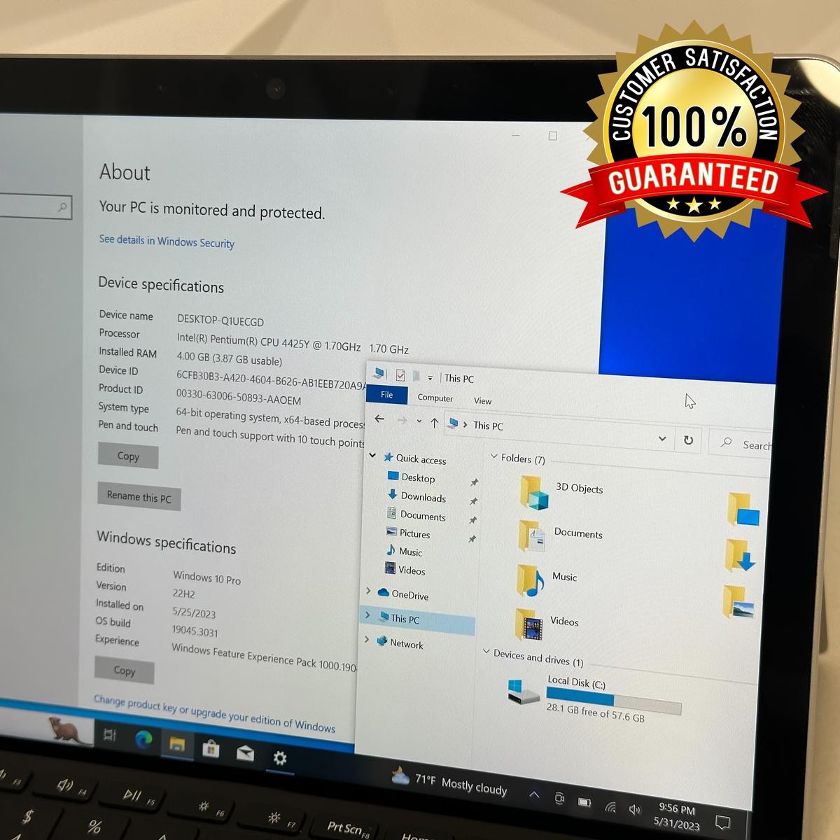 Microsoft Surface Go 2, 10.5-inch Touch,Pentium 4425Y 1.7GHz, 4GB, 64GB-Platinum