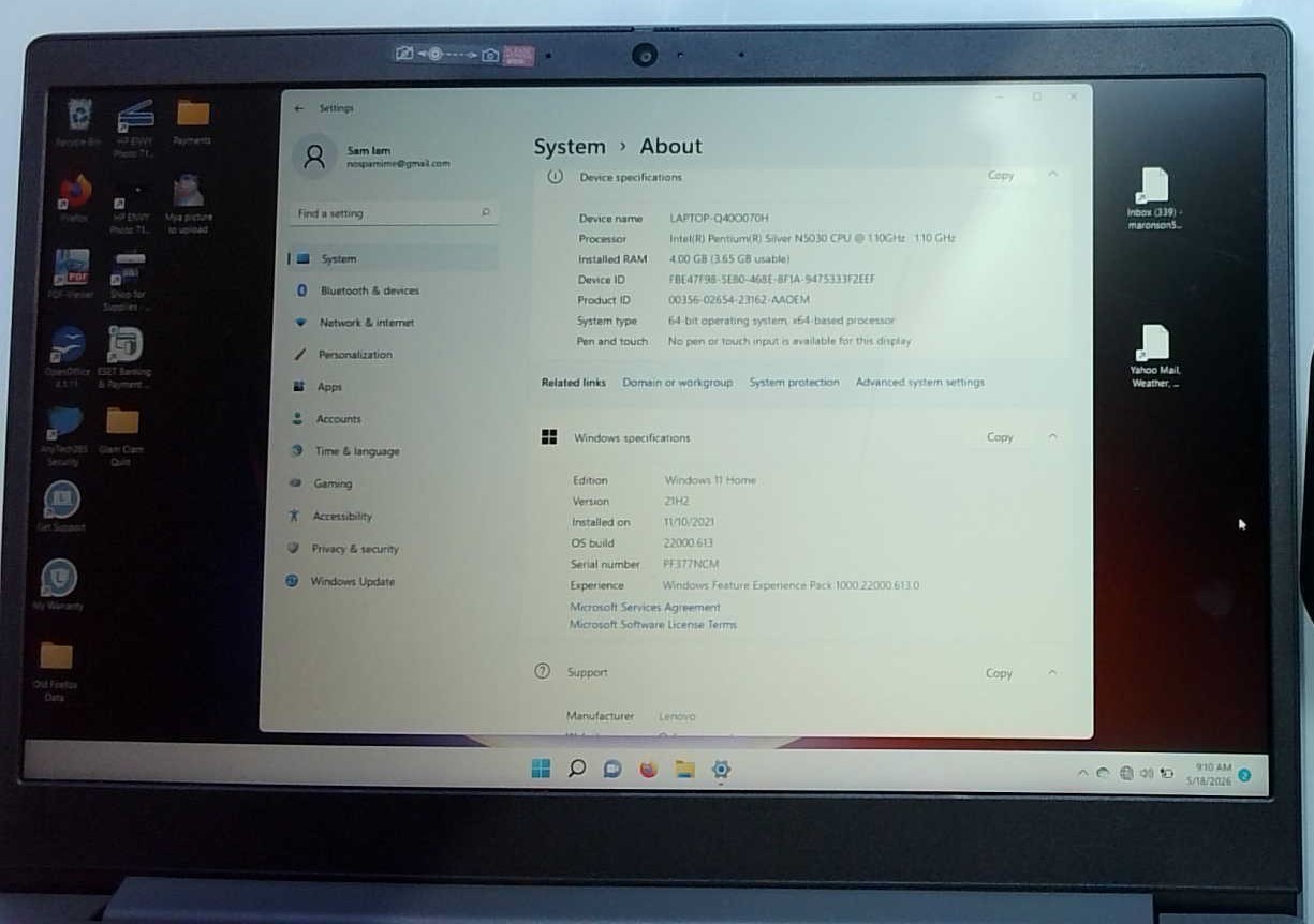 LENOVO IdeaPad 3 15IGL05 15″ FHD PENTIUM SILVER N5030 512GB SSD 4GB W11 Webcam