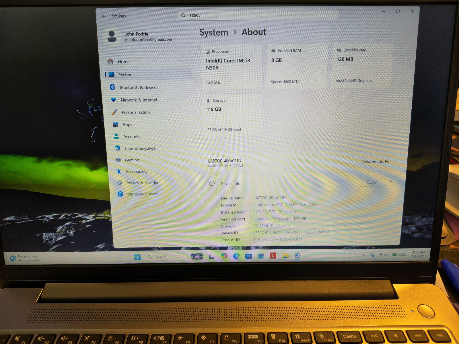 Lenovo IdeaPad Slim 3 82X7 15.6″ i3-1315U 1.2GHz 8GB RAM 128GB SSD