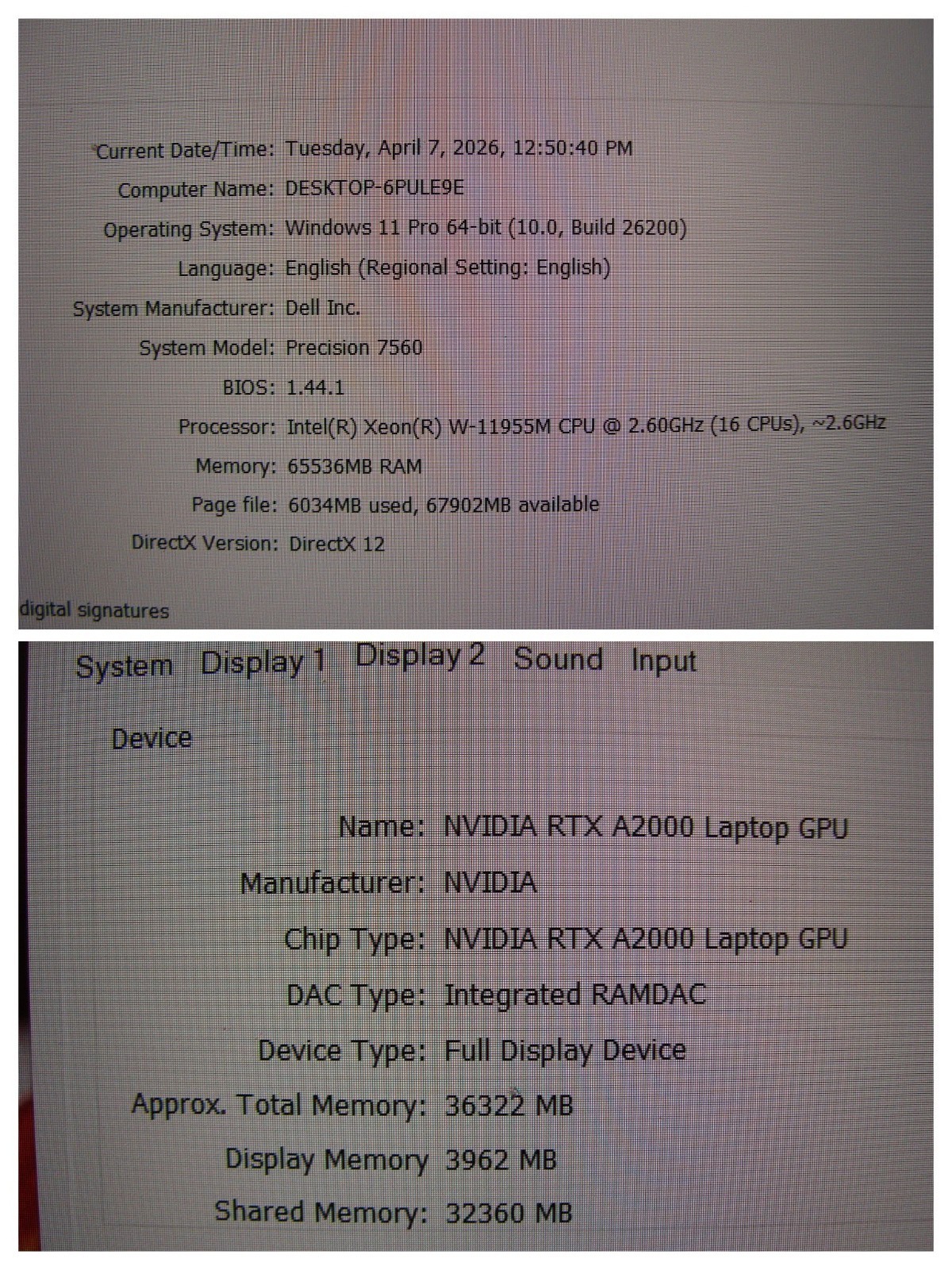 Dell Precision 7560 15.6″FHD xeon W-11955M 2.6Ghz 64GB 512GB W11P RTX A2000 4GB