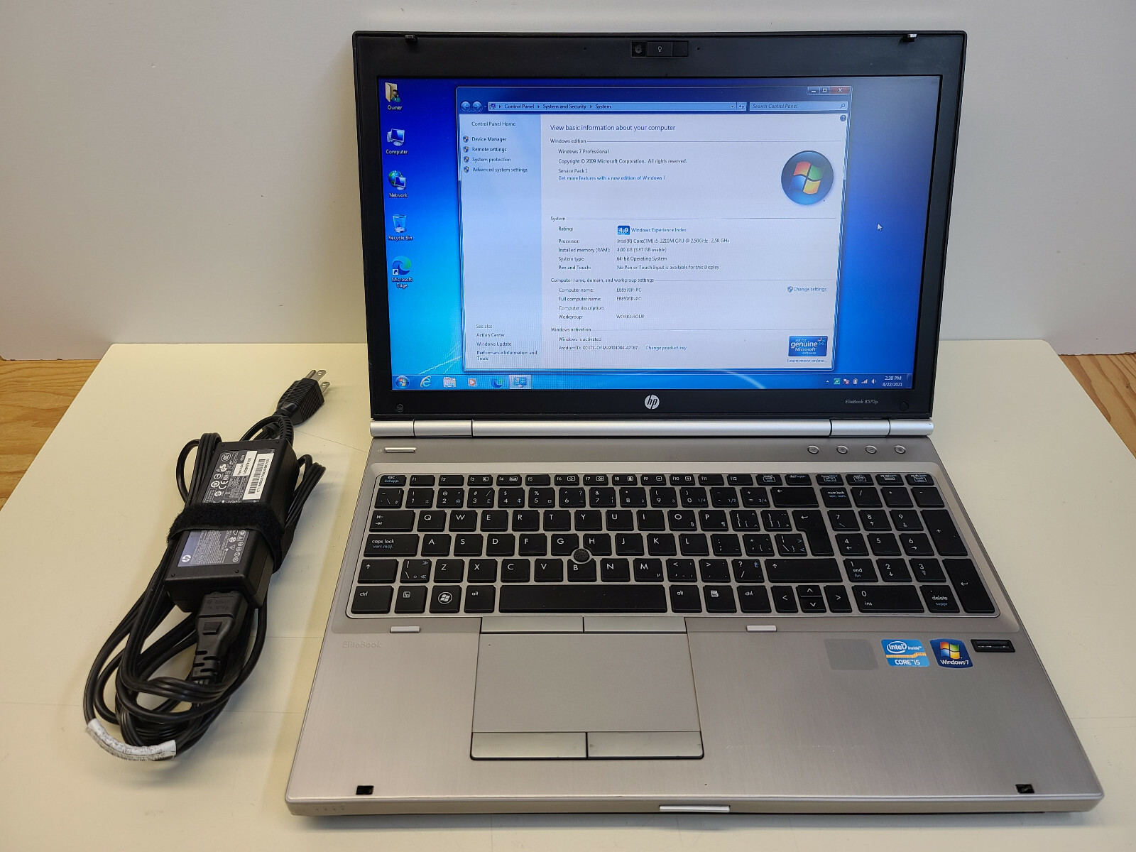 HP EliteBook 8570p 15.6in B8V38UT i5-3210M + 4GB + 750GB + Windows 7 Pro *READ*