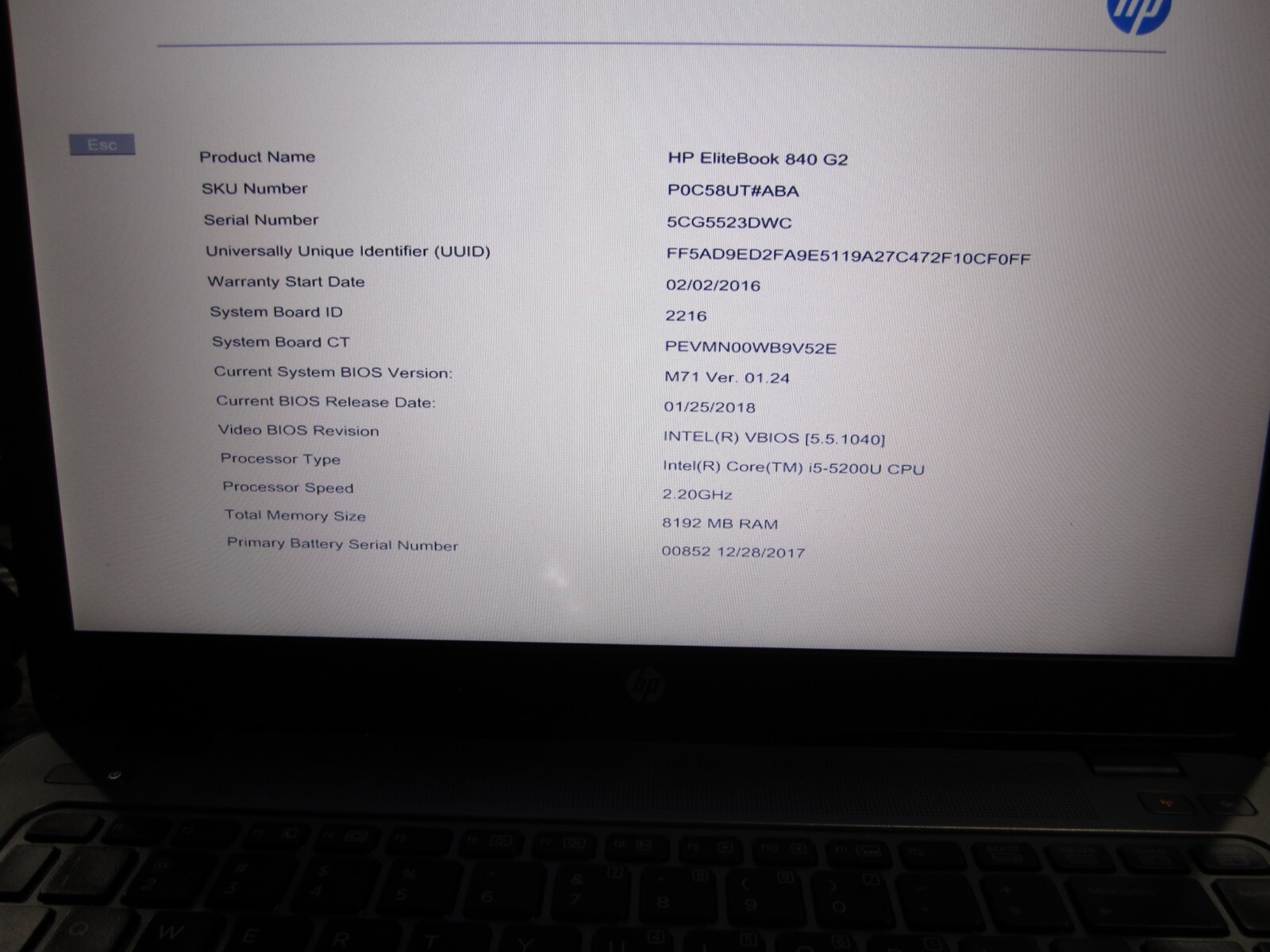 HP EliteBook 840 G2 Laptop Core i5 2.2 GHz 8GB RAM 128GB SSD Win 10 Pro