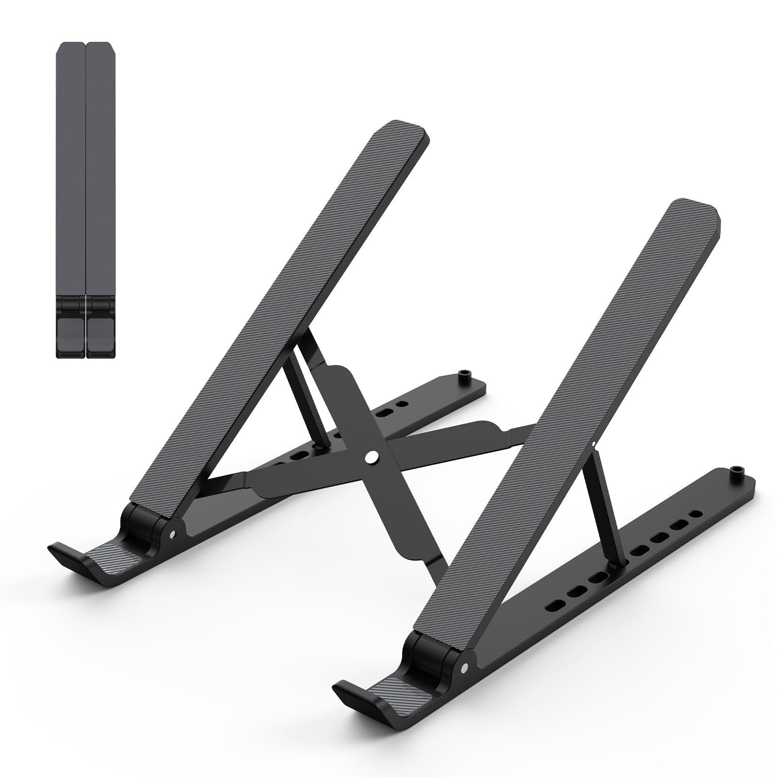 Tonmom Laptop Stand for Desk, Adjustable Laptop Riser ABS+Silicone Foldable Port