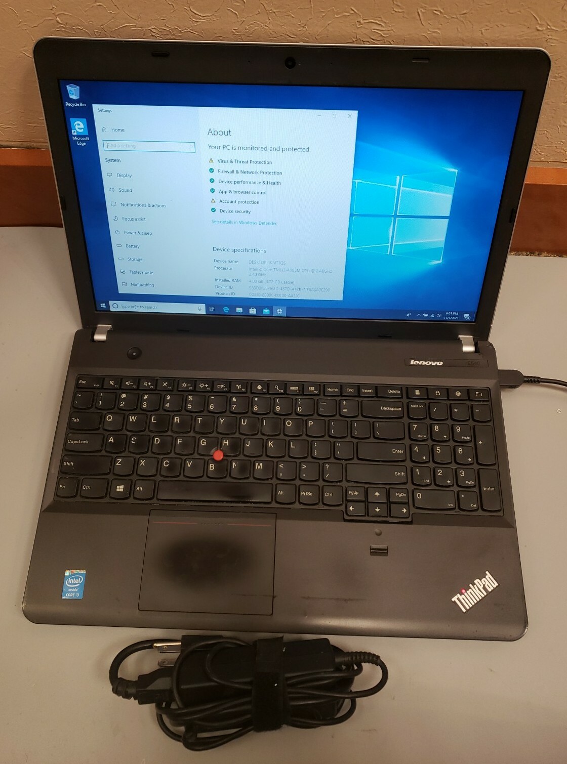LENOVO THINKPAD E540 15.6″ Core i3-4300M 4GB RAM 500GB HDD WEBCAM BLUETOOTH