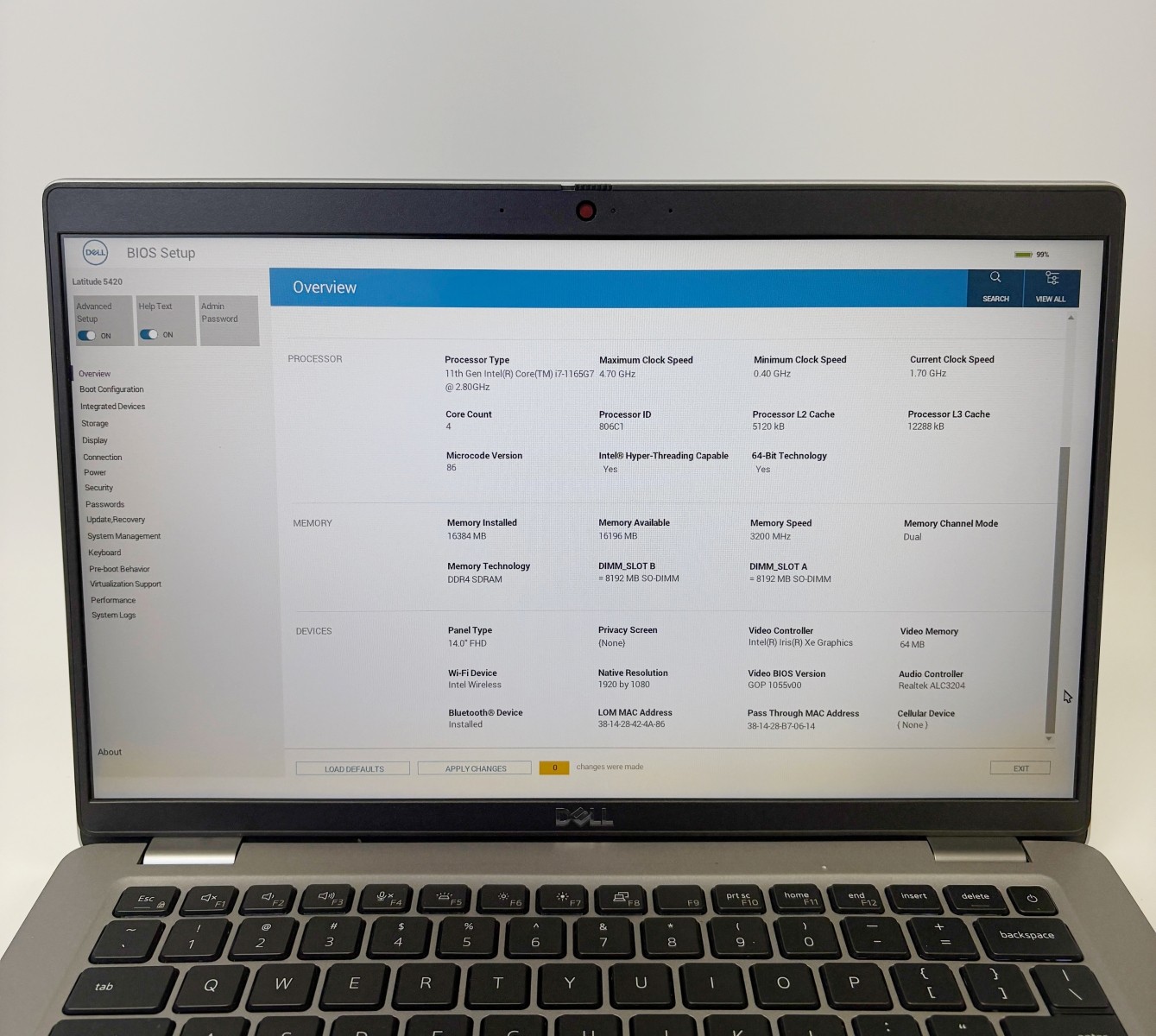 Dell Latitude 5420 Laptop i7-1165G7 16GB RAM No SSD
