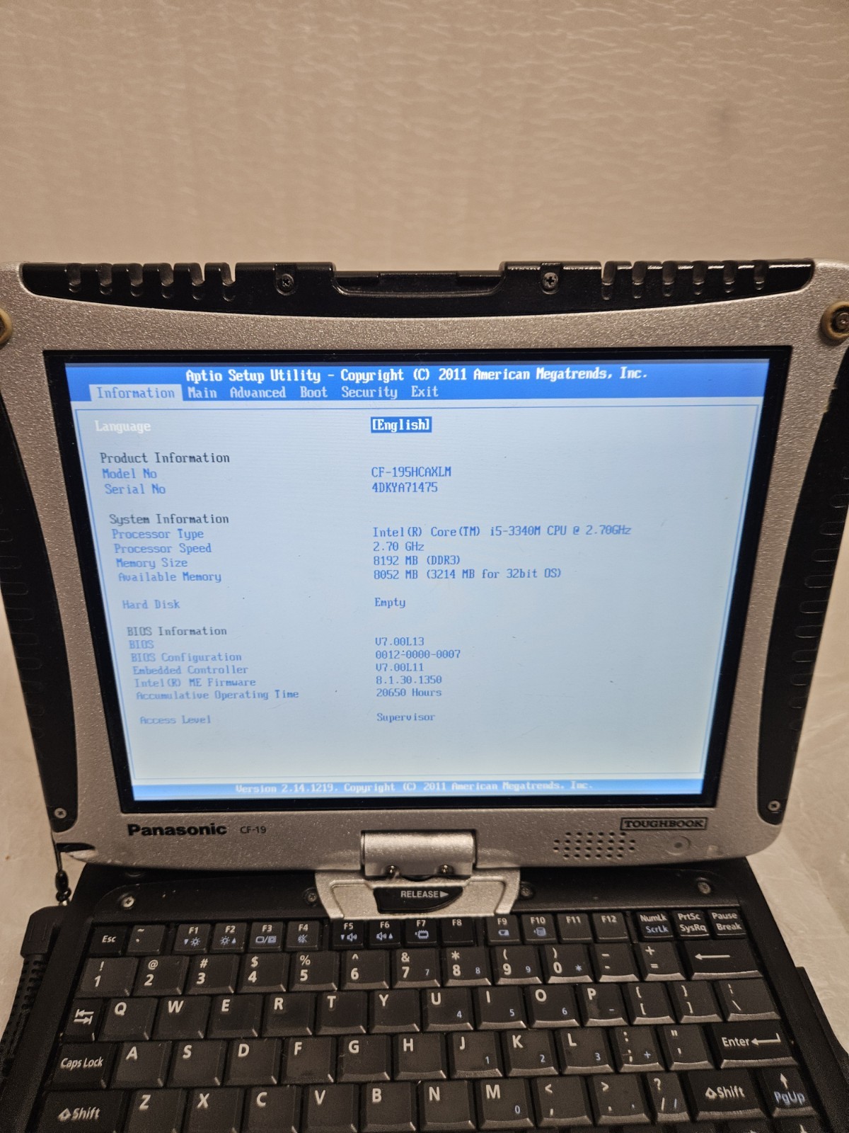 Lot Of 5 Panasonic Toughbook CF19 Intel Core i5-3340M, i5-3320M 8GB RAM Rugged