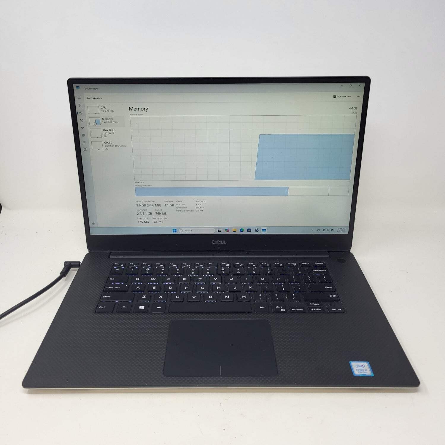 Broken Dell XPS 9570 15.6″ i7-8750H 2.2GHz 4GB RAM 512GB SSD Bad Battery