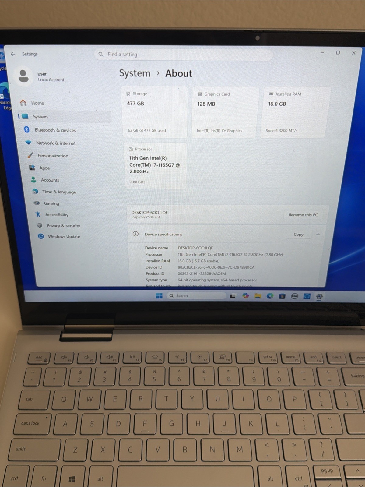 Dell Inspiron 15 7506Laptop (15, Intel Core i7-1165G7 512GB SSD, 16GB RAM) Touch