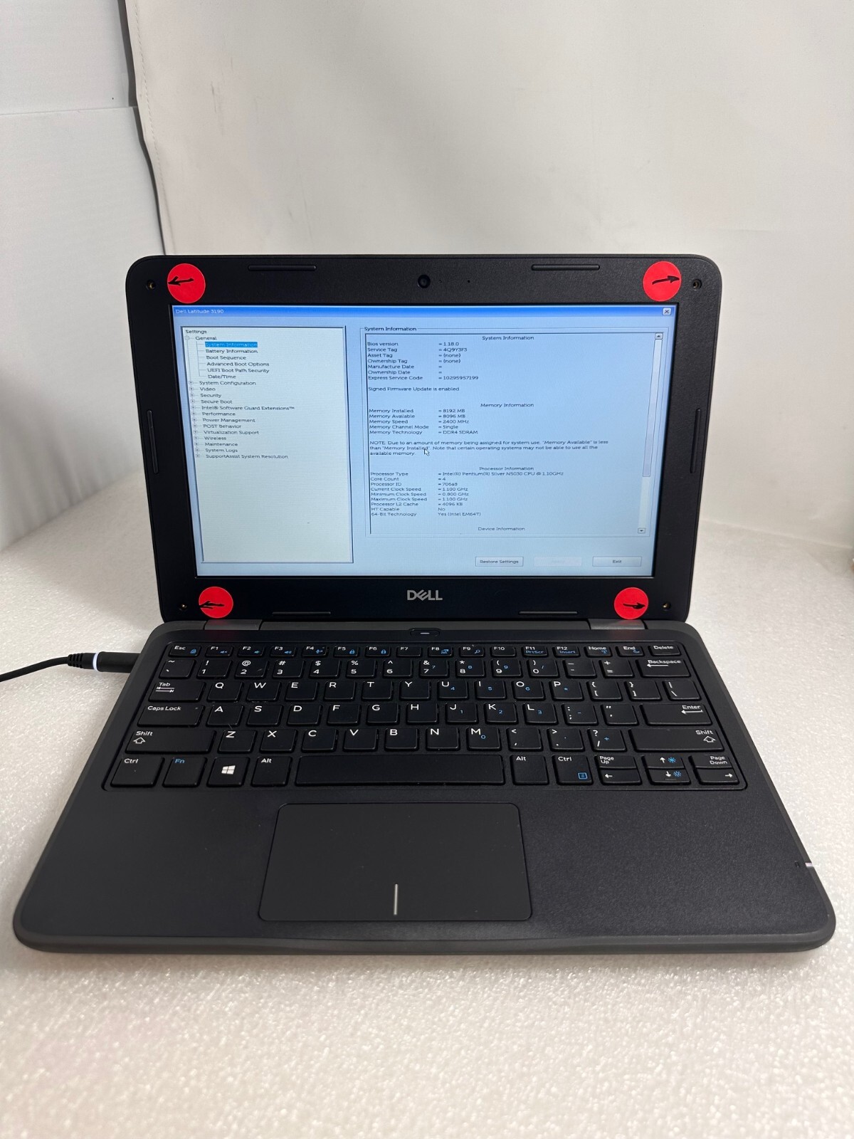 Dell Latitude 3190 Computer 11.6″ Intel Pentium N5030 Pro 8gb ram 128PCIe no OS