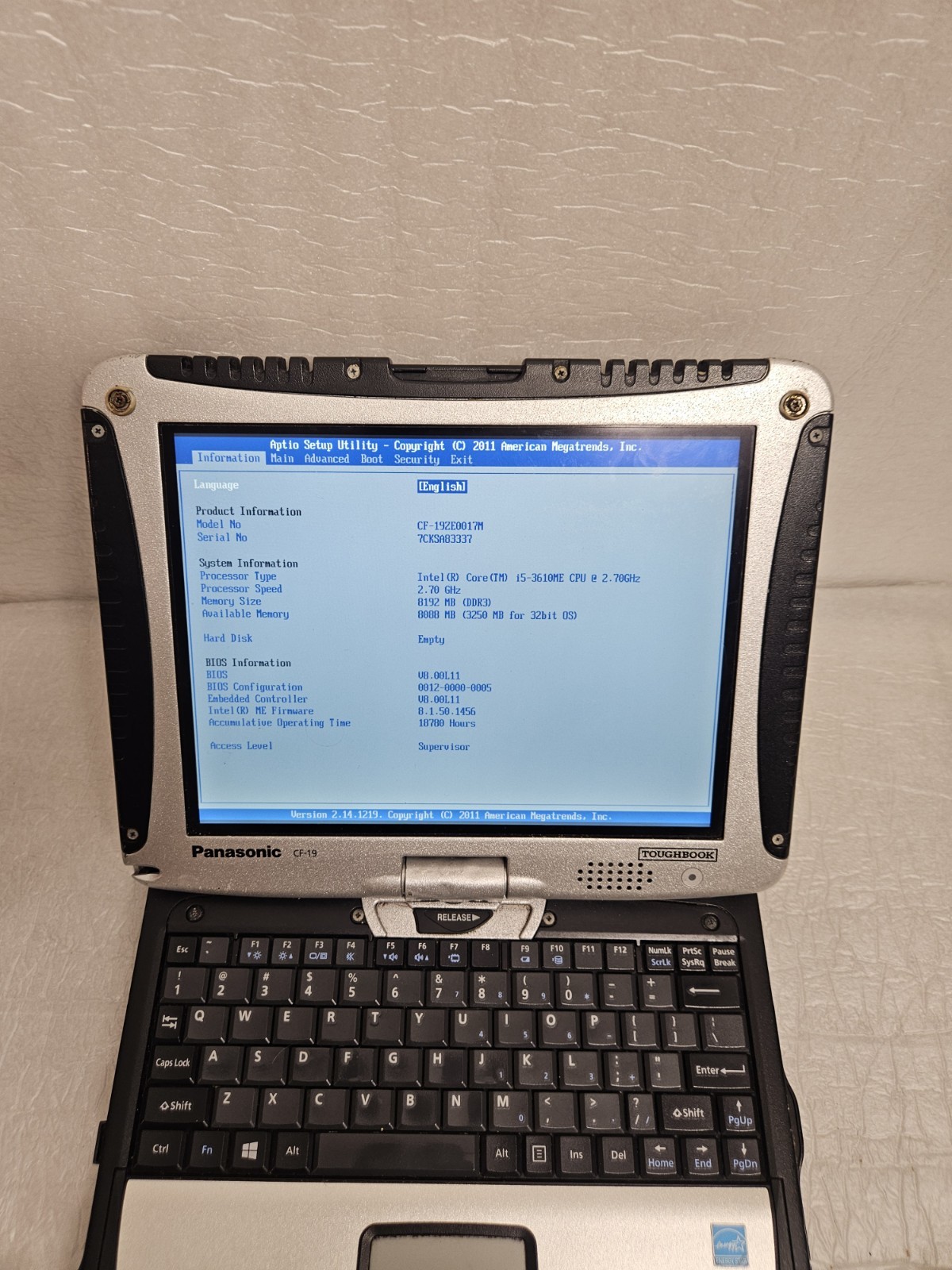 Lot Of 8 Panasonic Toughbook CF-19, i5-3610ME @ 2.7GHz, Tested Grade C