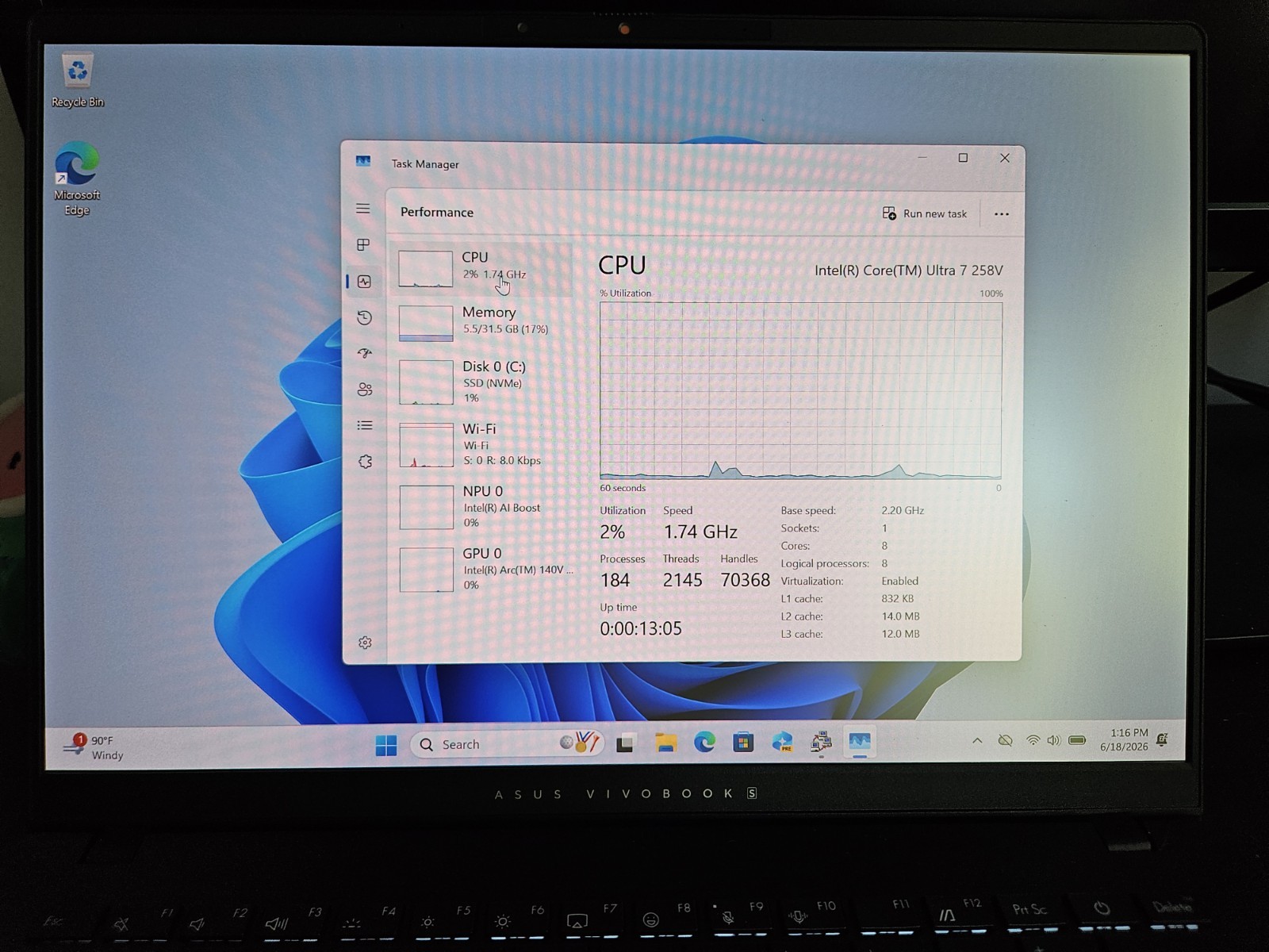 ASUS S5406SA-WH79 Vivobook S 14 14″ WUXGA Ultra 7 258V 2.2GHz Intel Arc Graphics