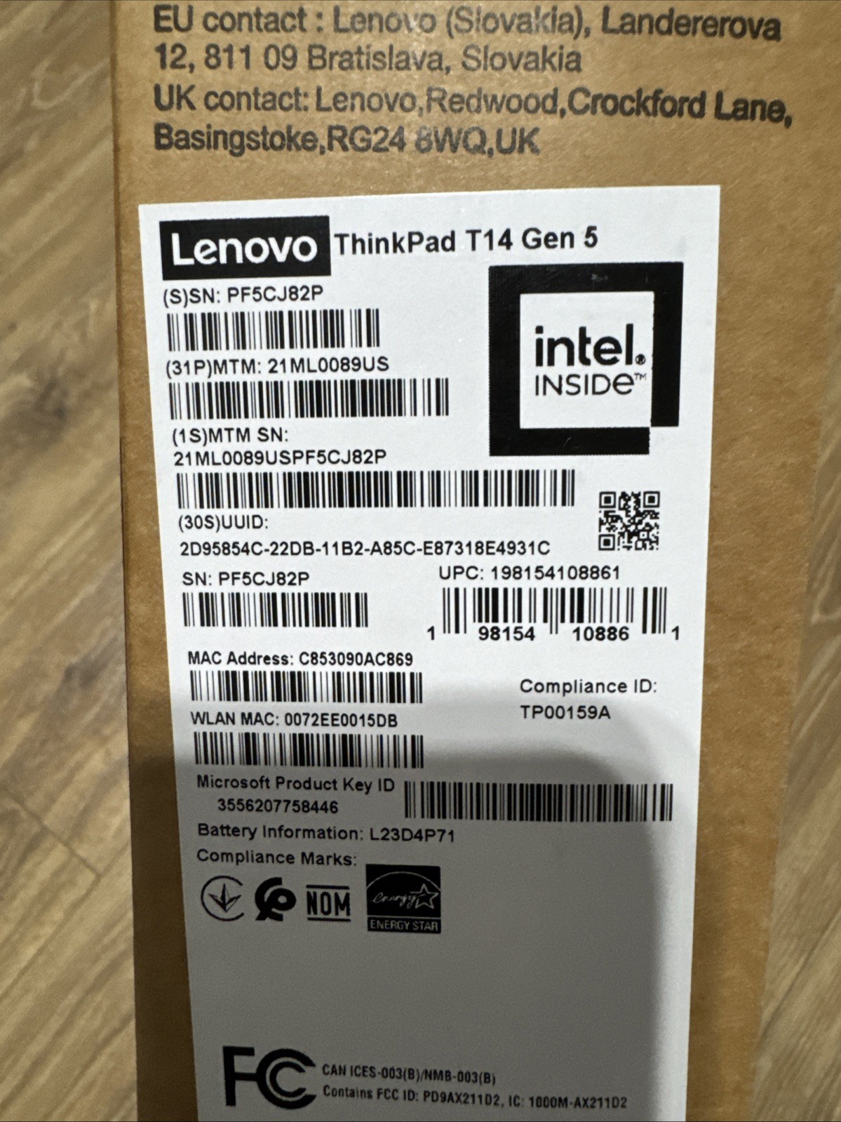 Lenovo ThinkPad T14 Gen 5 Laptop 14″ Intel Ultra 7 155U, 16GB, 512GB 21ML0089US