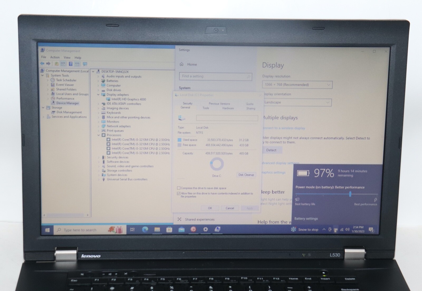 Lenovo ThinkPad L530|Core i5@2.50 GHz|8GB RAM |500 HDD|WIN 10. PROF|WIFI