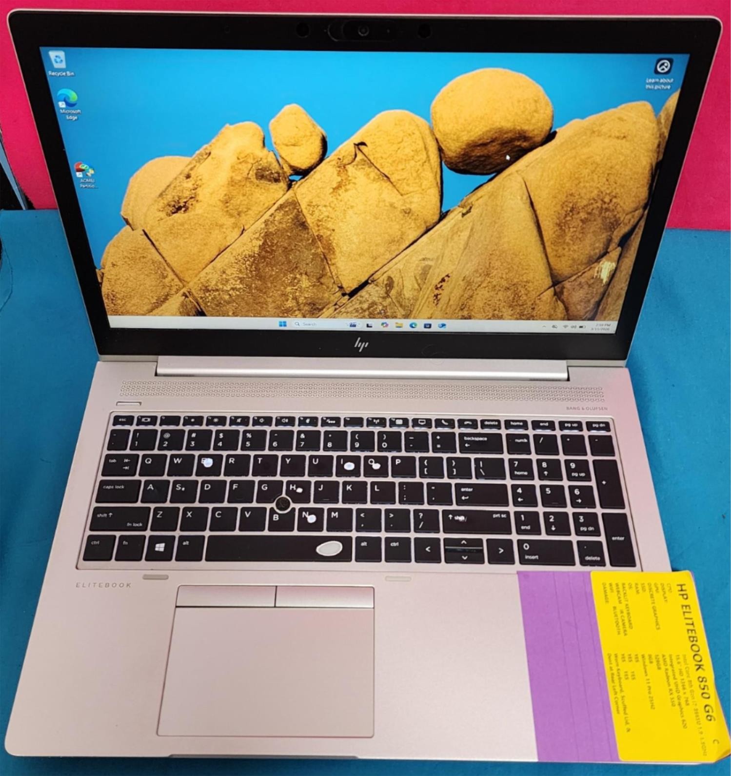 HP EliteBook 850 G6 15.6″ i7-8665U Thunderbolt 8GB 128GB IR Camera Win11 Pro