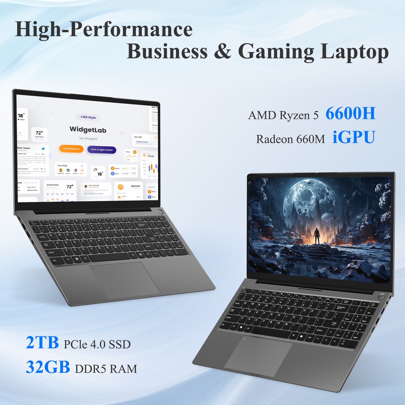 15.6 Gaming Laptop AMD Ryzen 5 6600H 6-Cores 660M 32GB DDR5 RAM 1/2TB SSD 4.5GHz