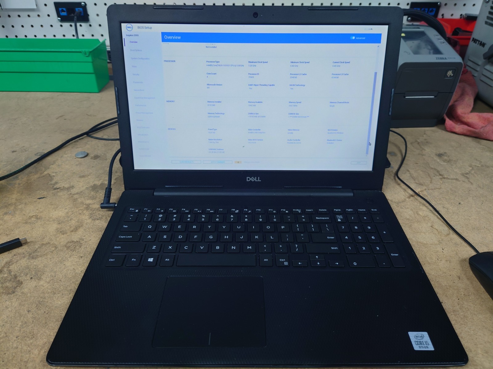 Dell Inspiron 3593 15.6″ HD i5-1035G1 8GB RAM No Battery/OS/SSD