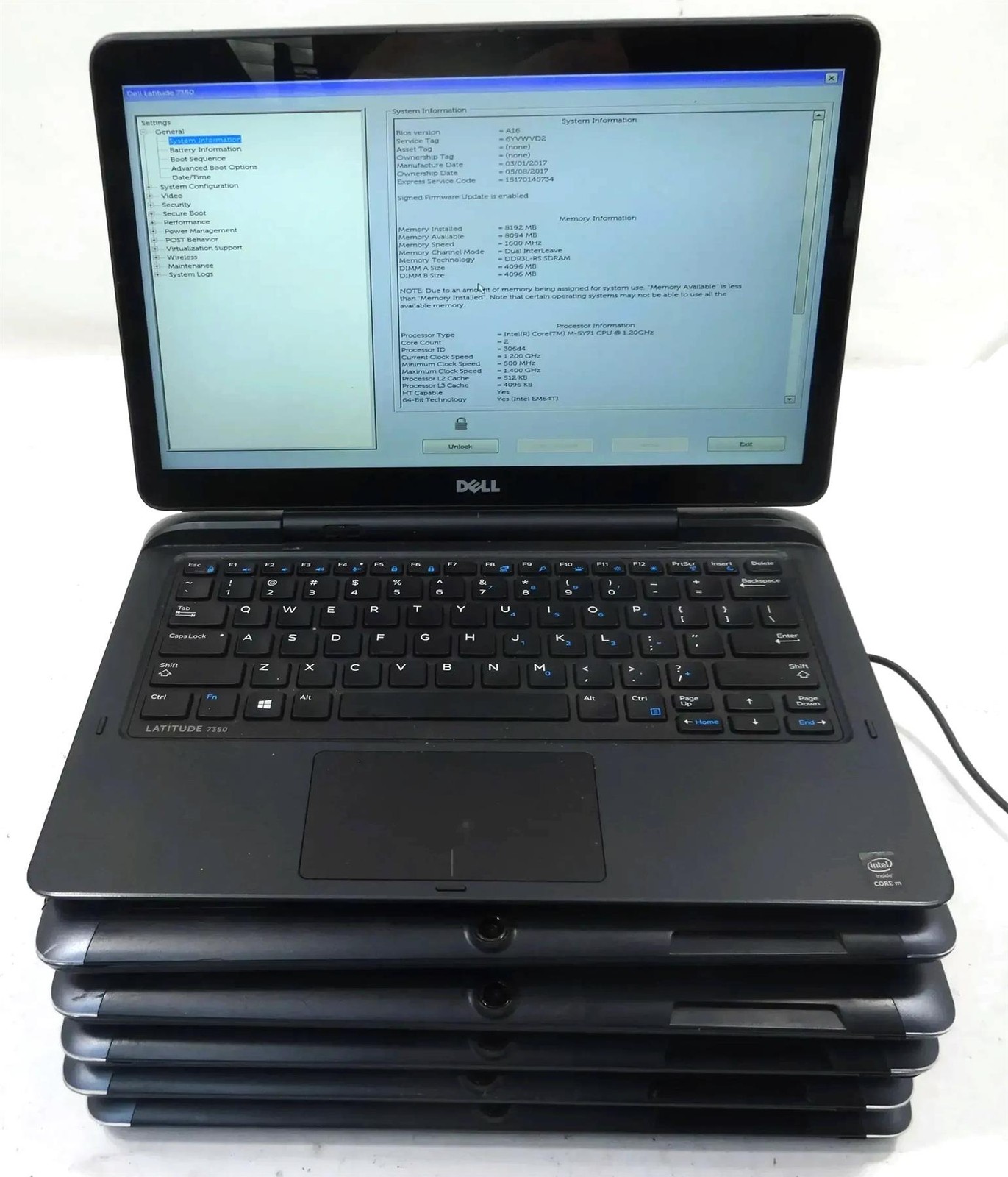 Lot 6 Dell Latitude 7350 Core m-5Y71 1.20GHz 8GB Touch No HD